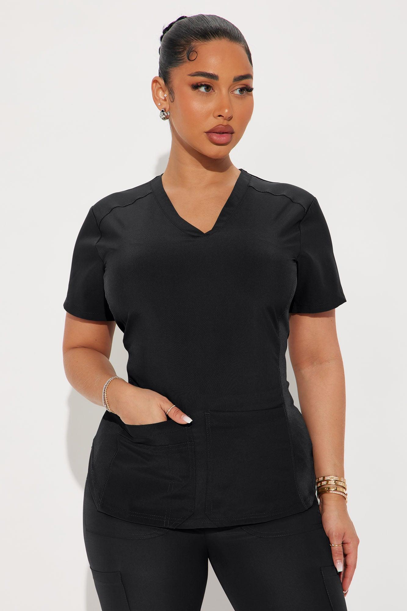 Full Shift 4 Way Stretch Uniform Scrub Set - Black Product Image