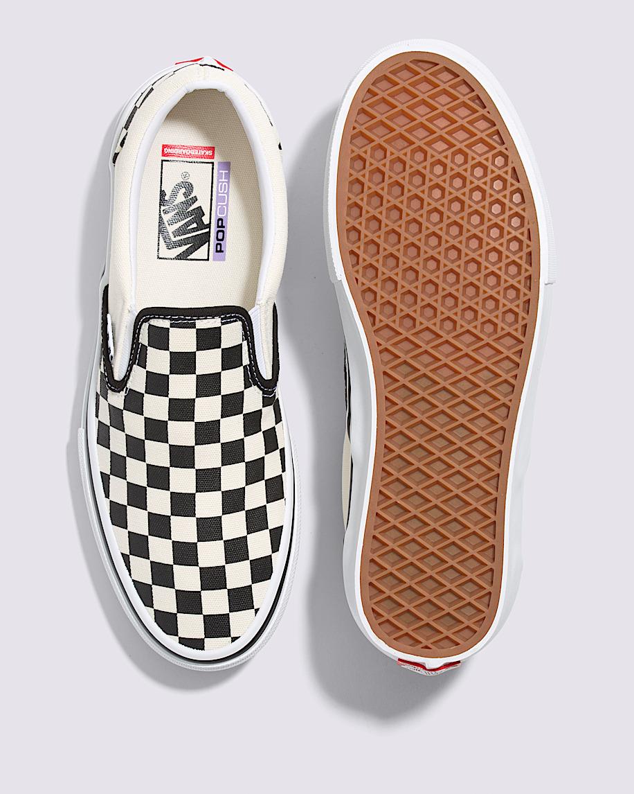Skate Slip-On Checkerboard Shoe in Black / Off White| Vans US Product Image