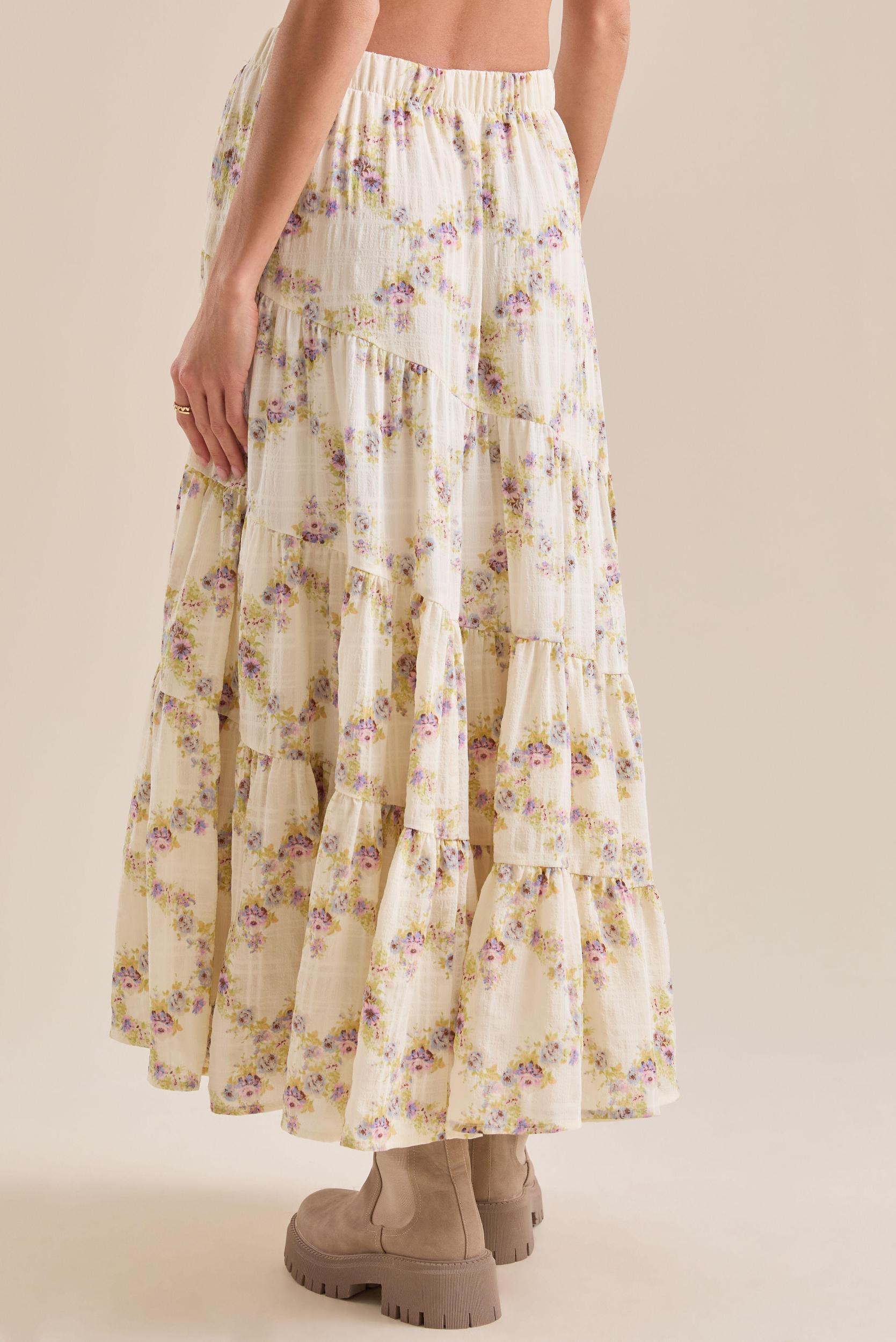 Isla Floral Tiered Midi Skirt Product Image