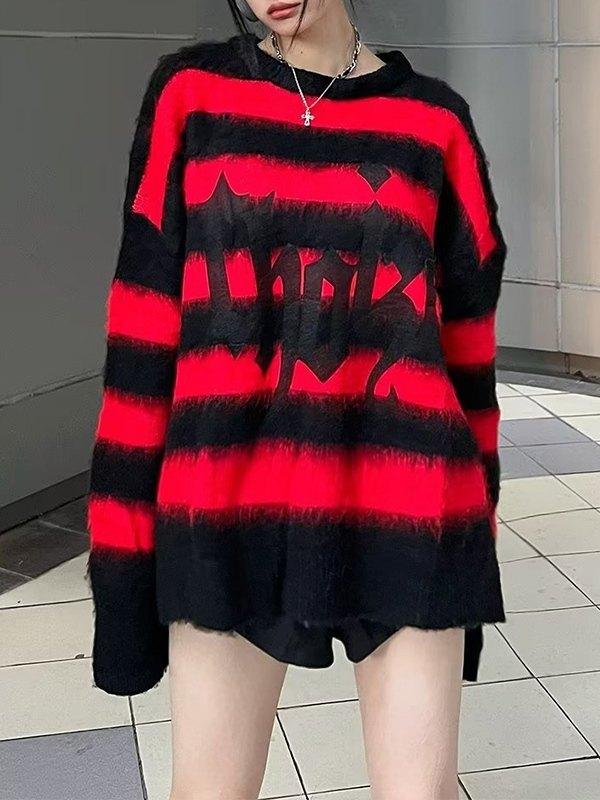 Logo Striped Fuzzy Knit Sweater Product Image