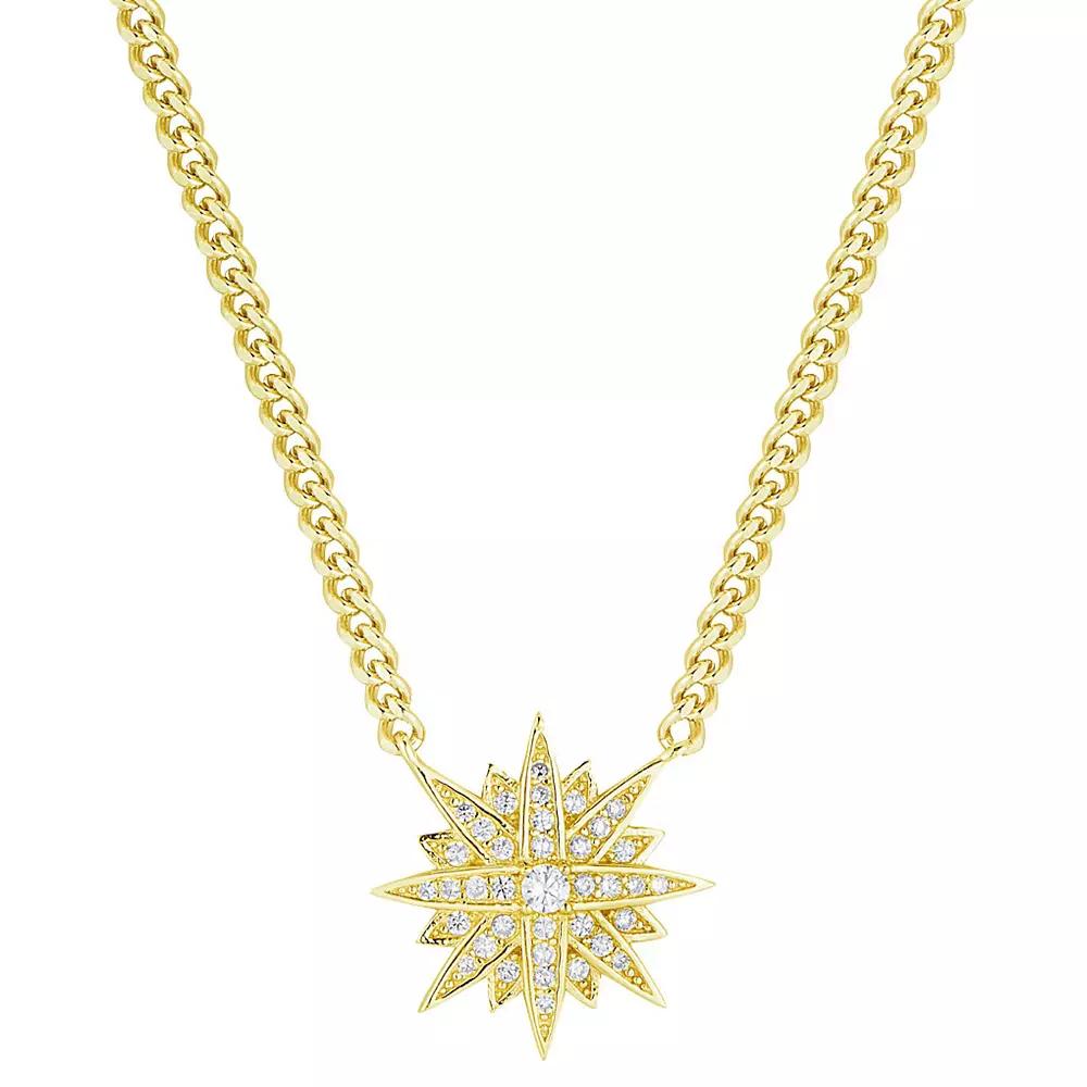 Sunkissed Sterling 14k Gold Over Silver Cubic Zirconia North Star Pendant Necklace, Women's, Size: 18", Gold Tone Product Image