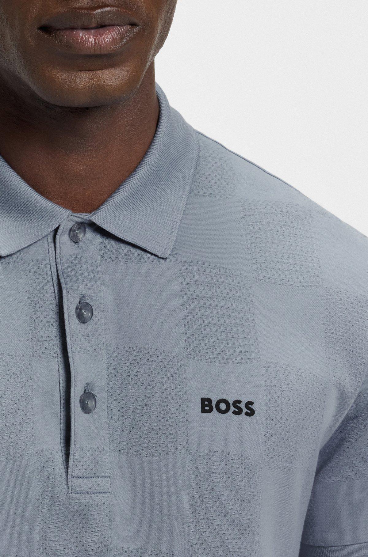 BOSS - Cotton polo shirt with jacquard body-mapping - Dark Grey Product Image