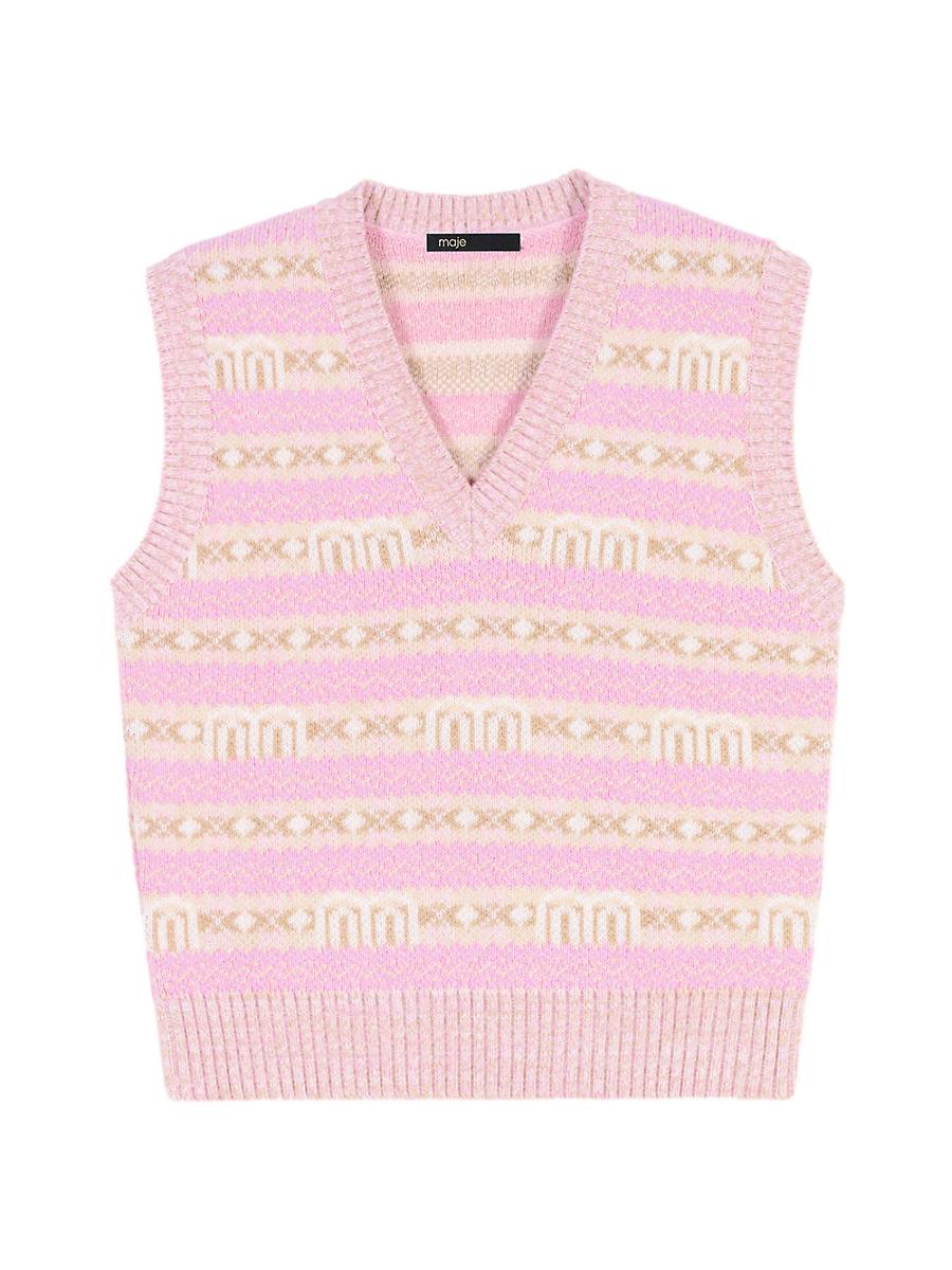 Womens Sleeveless Jacquard Jumper Product Image