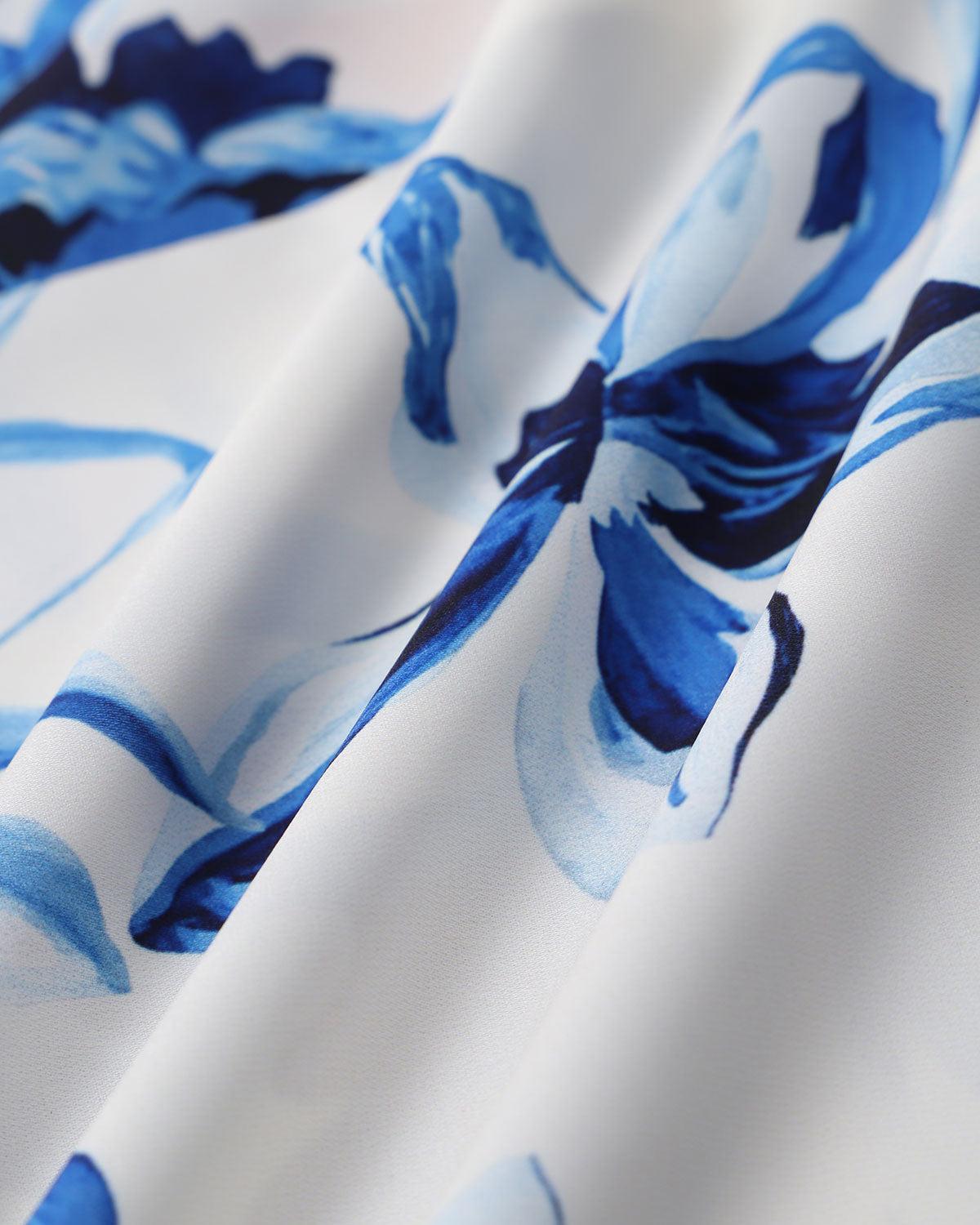 Blue Floral Bohemian Slip Maxi Dress Product Image