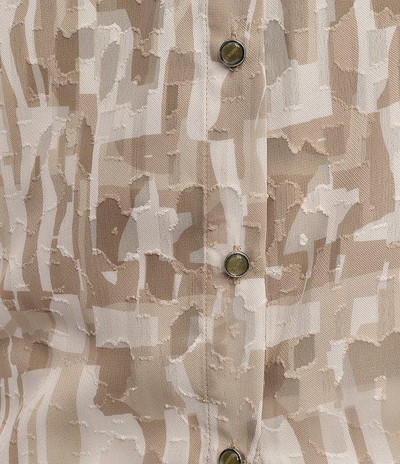 DKNY by Donna Karan Burnout Short Sleeve Button Front Shirt Product Image