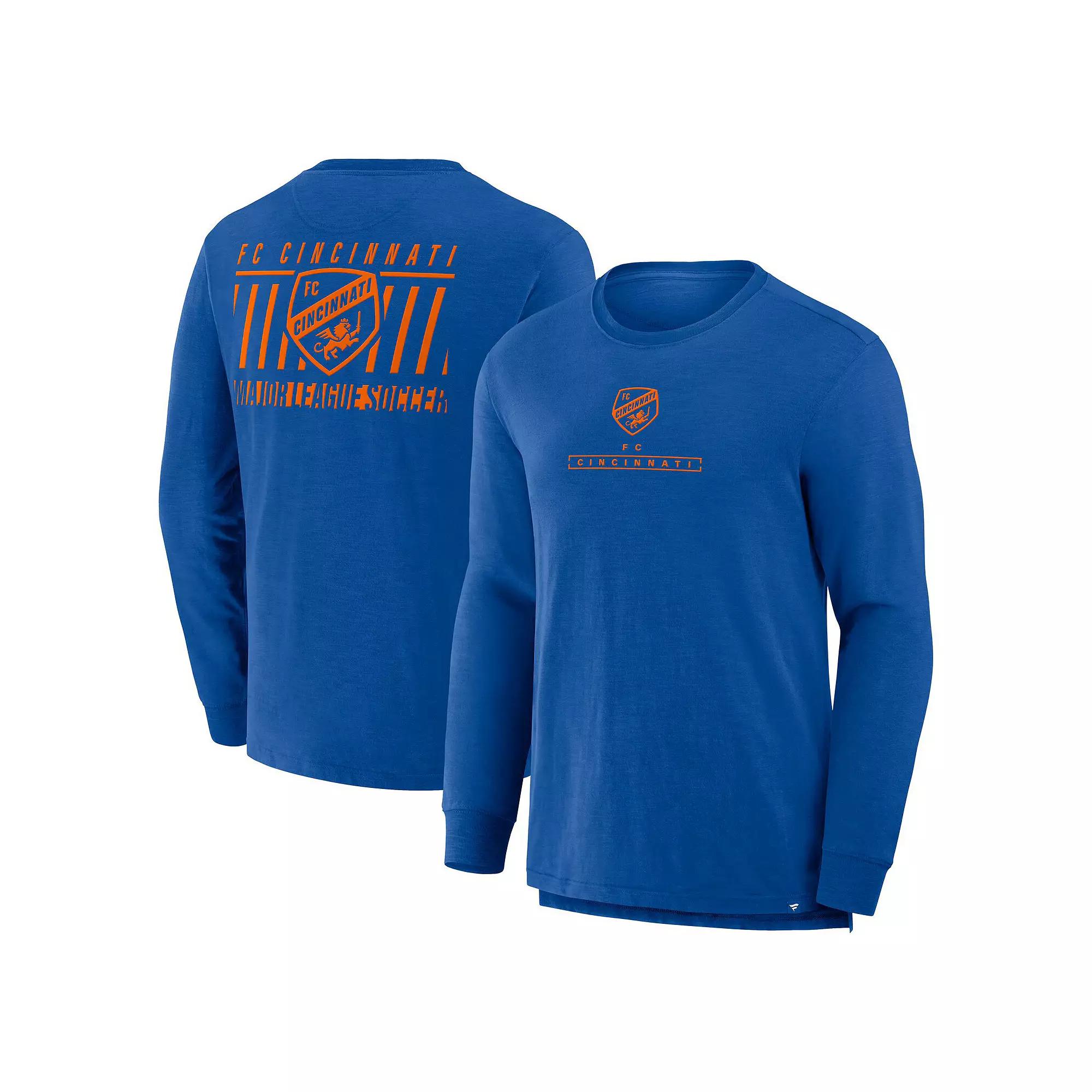 Men's Fanatics Blue FC Cincinnati Lob Attempt Stadium Slub Long Sleeve T-Shirt,  Product Image