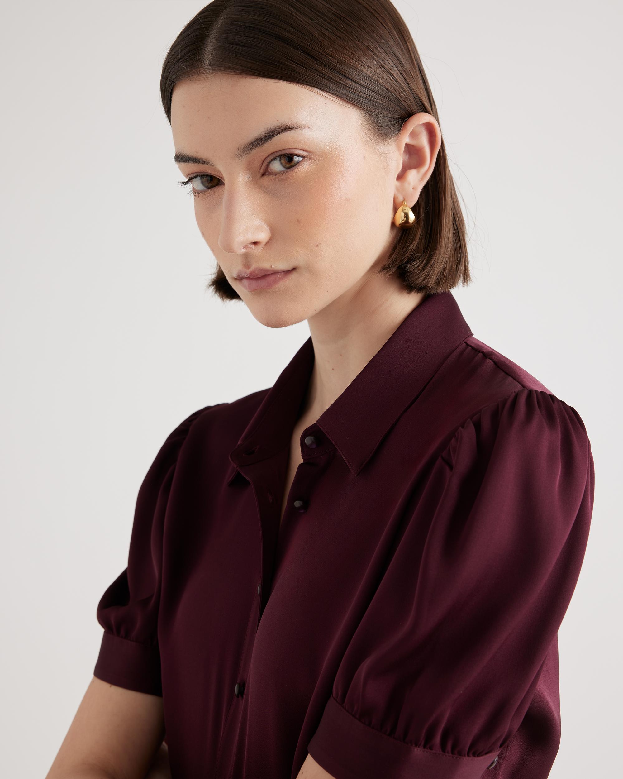 Quince | Women's Washable Stretch Silk Puff Sleeve Blouse Size XL, Mulberry Silk Product Image