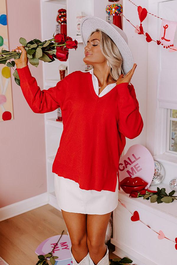 Sincerely Snuggly Sweater Top in Red Product Image