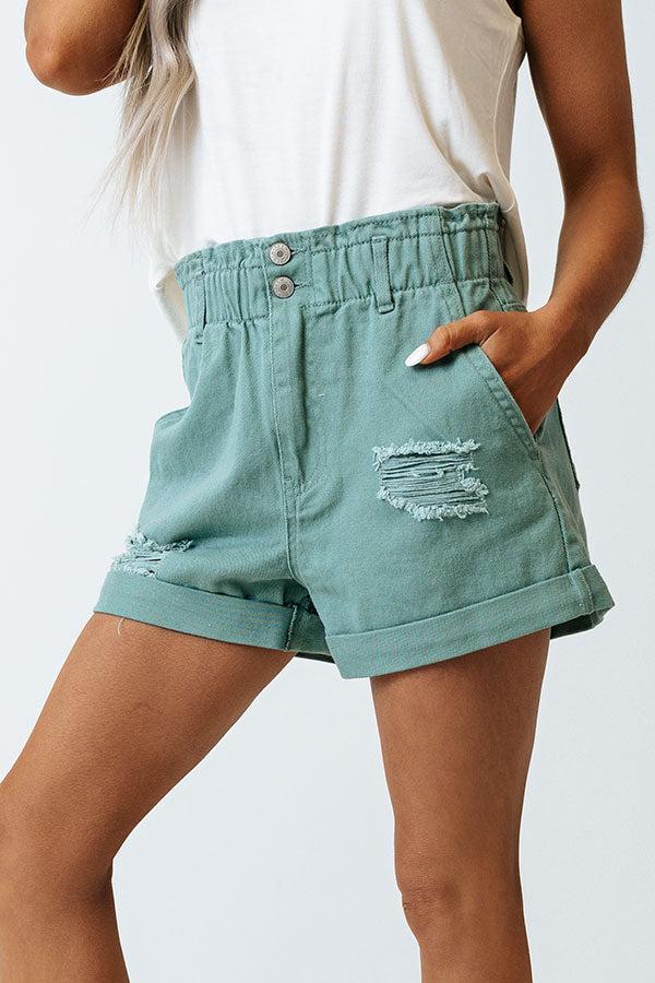 The Gentry High Waist Distressed Shorts In Pear Product Image