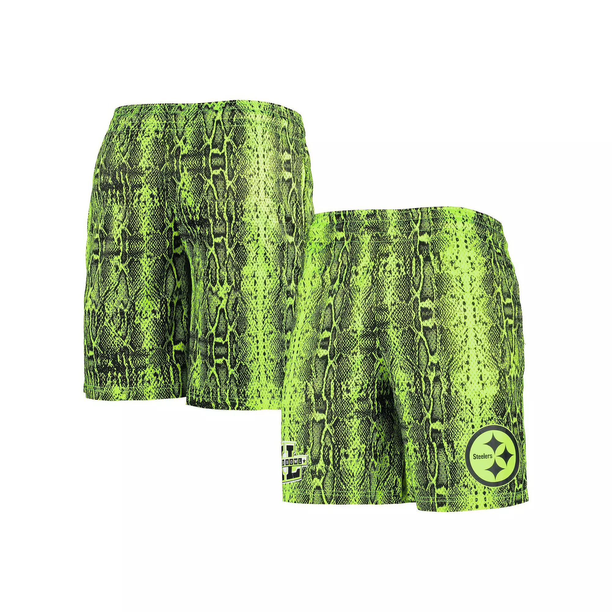 Men's New Era Neon Green Pittsburgh Steelers Summer Pop Shorts,  Product Image