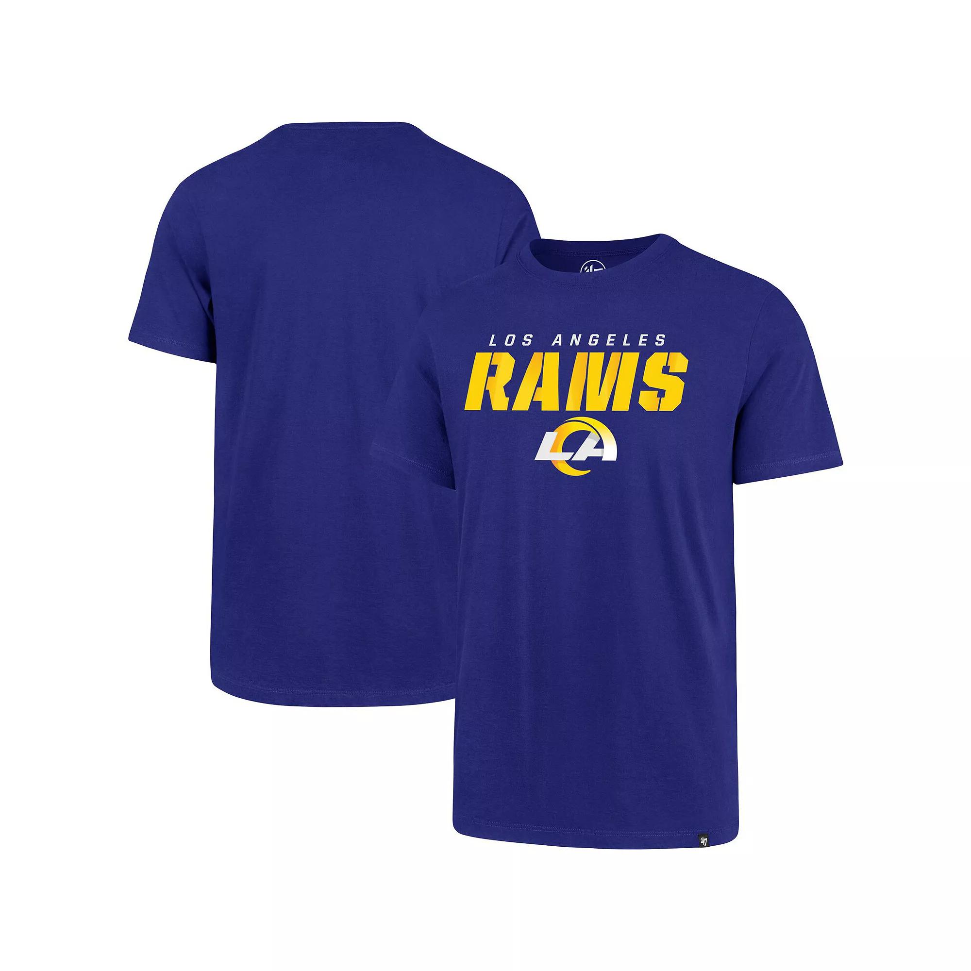 Men's '47 Royal Los Angeles Rams Logo Traction Super Rival T-Shirt, Size: Small, Blue Product Image