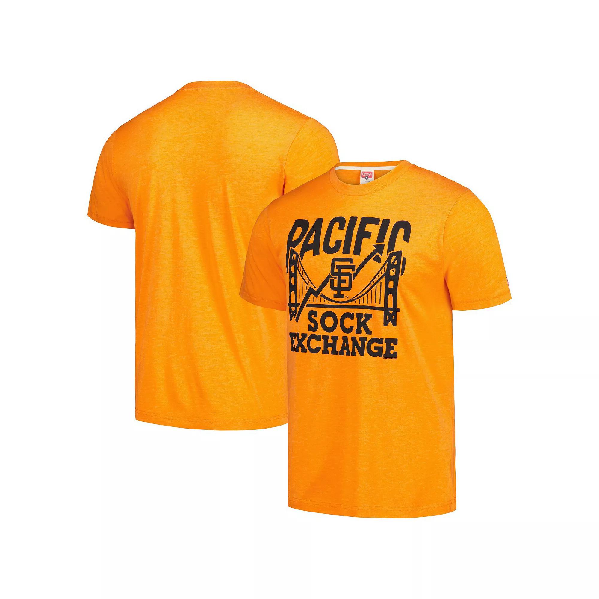 Men's Homage Orange San Francisco Giants Doodle Collection Pacific Sock Exchange Tri-Blend T-Shirt,  Product Image