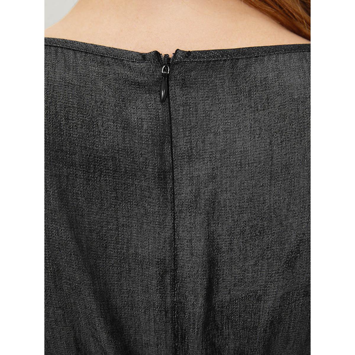 Plus Size Black Solid Pocket Button Detail Zipper Tank Jumpsuit Women Casual Sleeveless Round Neck Dailywear Loose Jumpsuits BloomChic 12/L Product Image