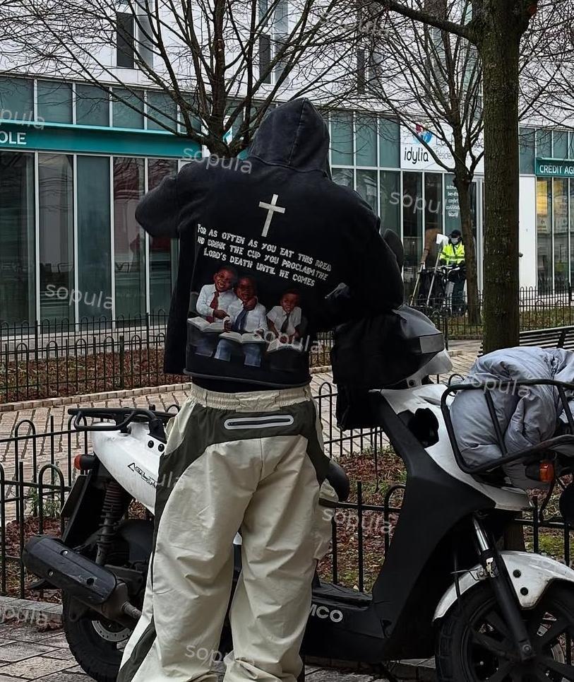 Vintage Angels Descend Graphic Acid Washed Oversized Hoodie Product Image