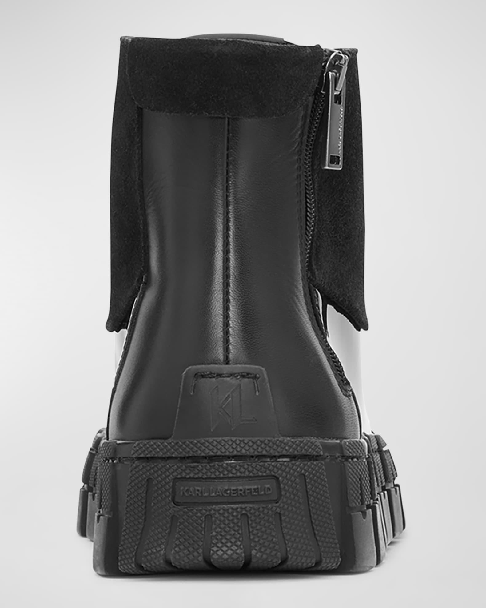 Men's Patent and Suede Zip High-Top Sneakers Product Image