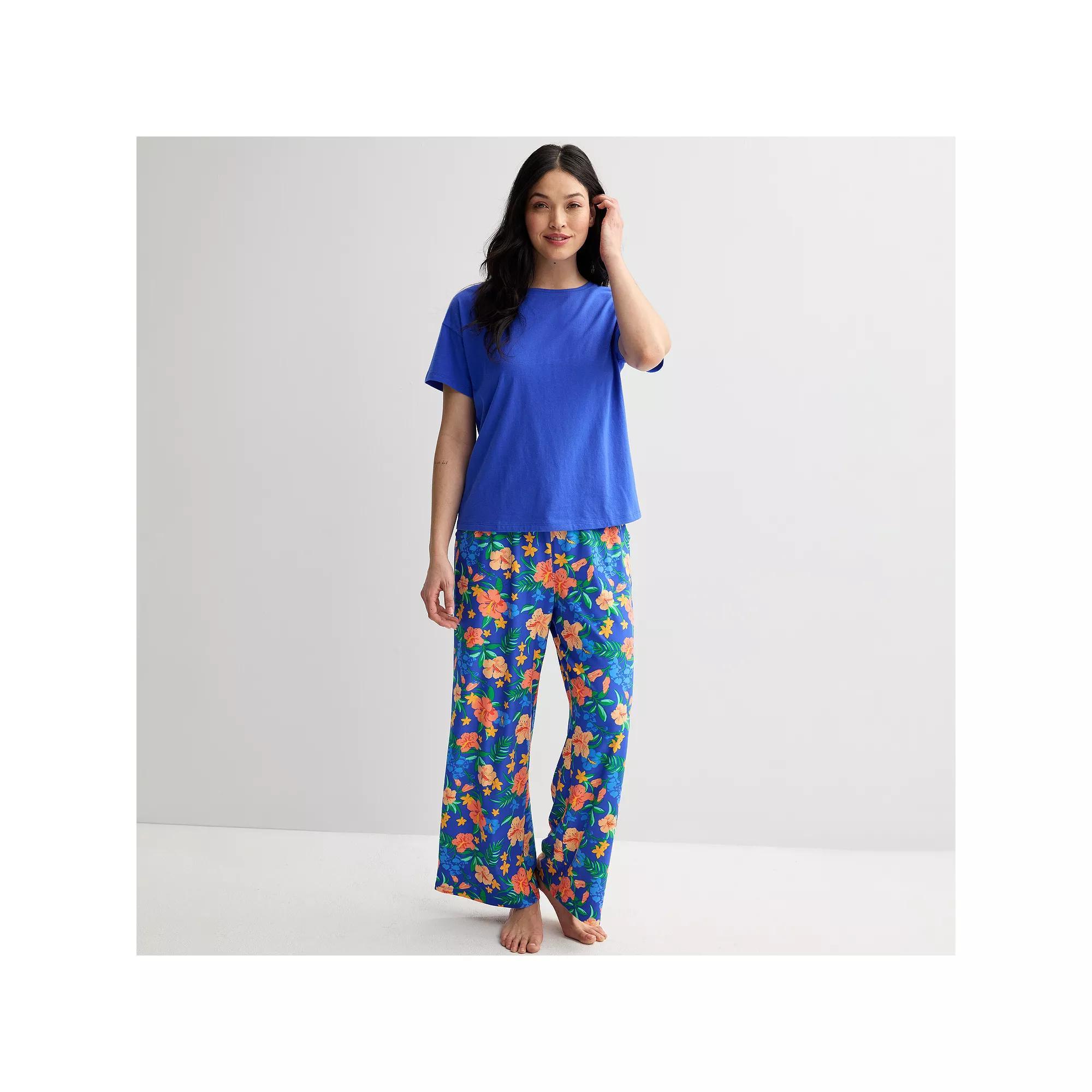 Women's Sonoma Goods For Life® 2-pc. Mom's Day Pajama Top & Pajama Bottoms Set, Size: XS, Blue Floral Product Image
