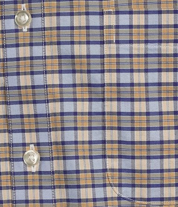Gold Label Roundtree & Yorke Non-Iron Long Sleeve Small Plaid Pattern Oxford Sport Shirt Product Image
