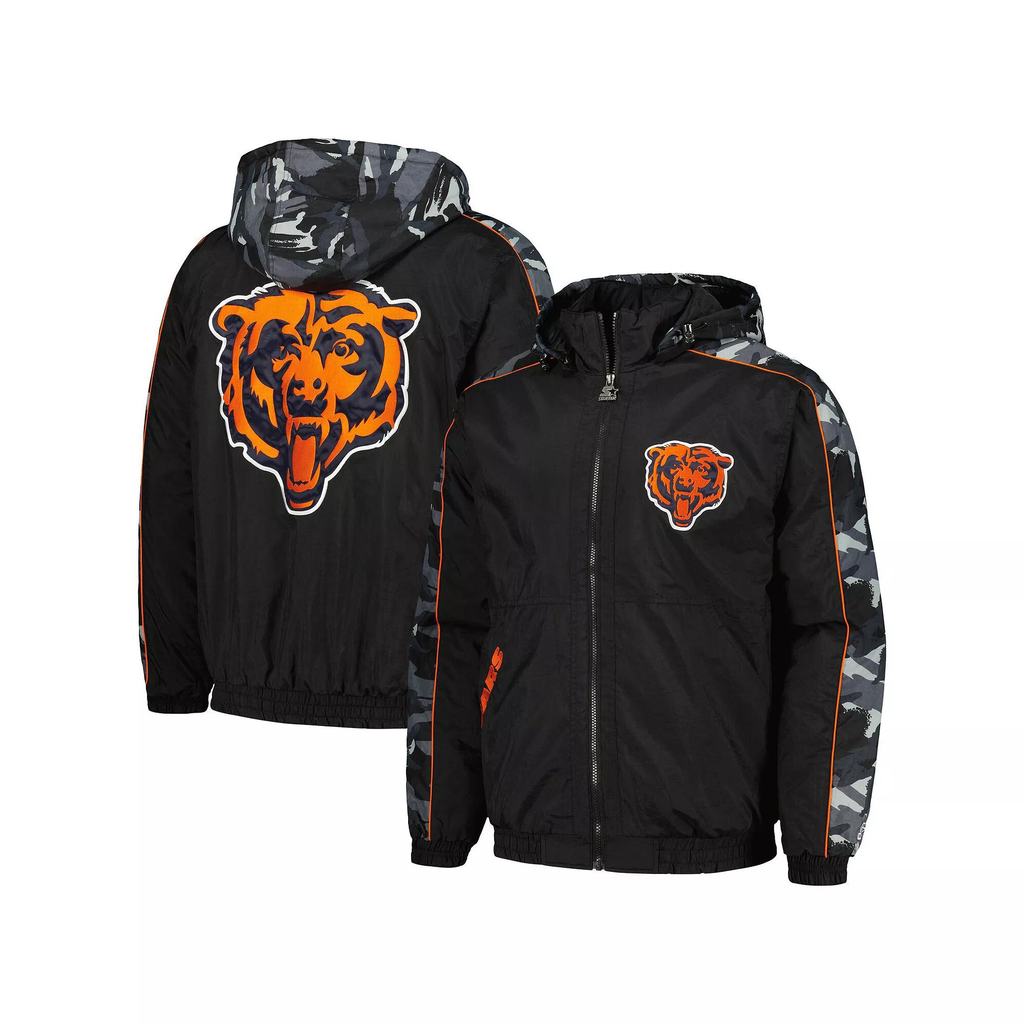 Men's Starter Black Chicago Bears Thursday Night Gridiron Full-Zip Hoodie, Size: Medium Product Image