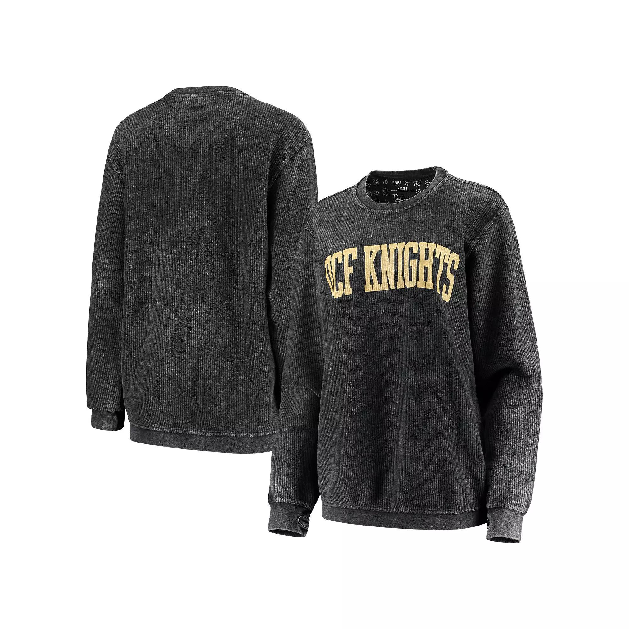 Women's Pressbox Black UCF Knights Comfy Cord Vintage Wash Basic Arch Pullover Sweatshirt,  Product Image