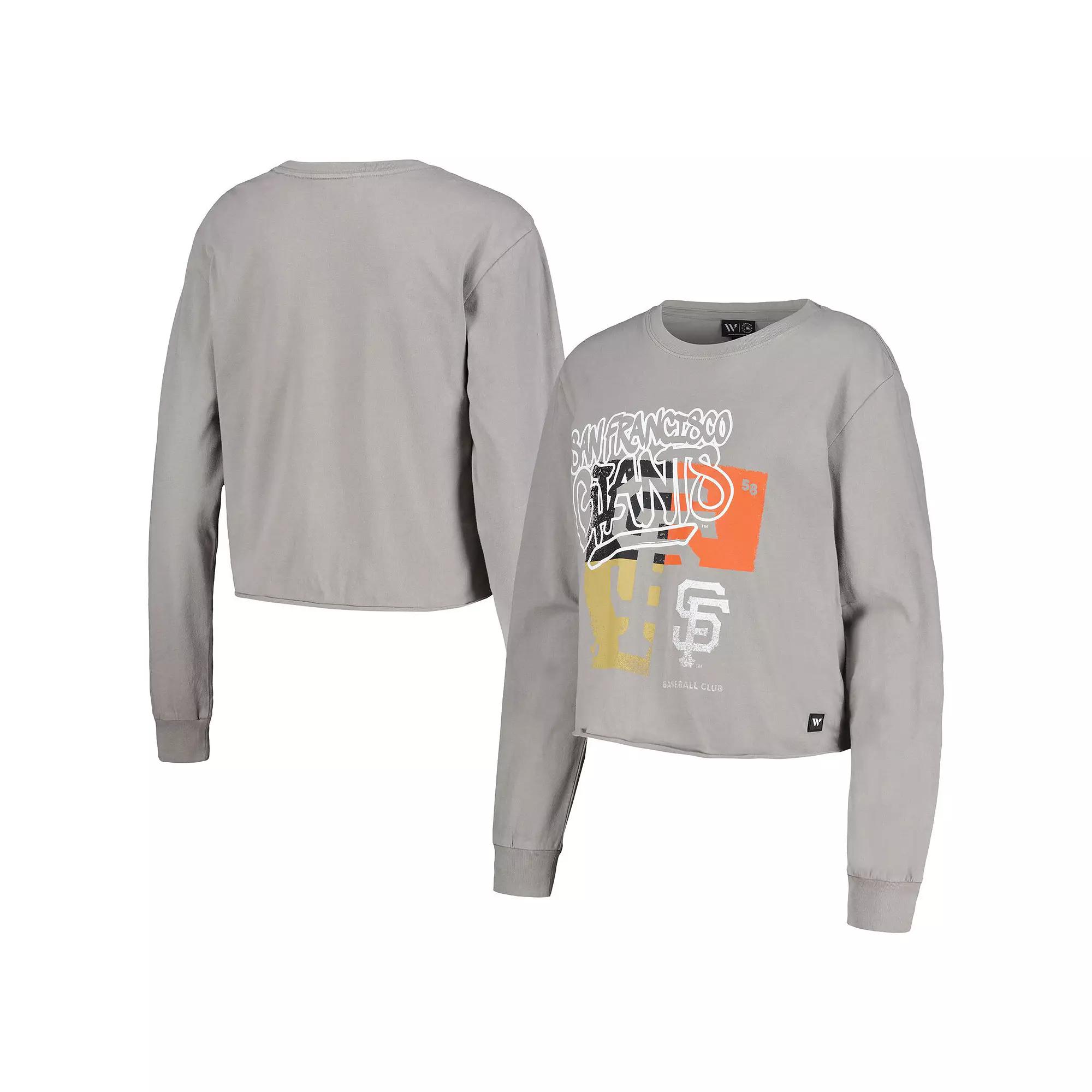 Women's The Wild Collective Gray San Francisco Giants Cropped Long Sleeve T-Shirt, Size: Small, Grey Product Image