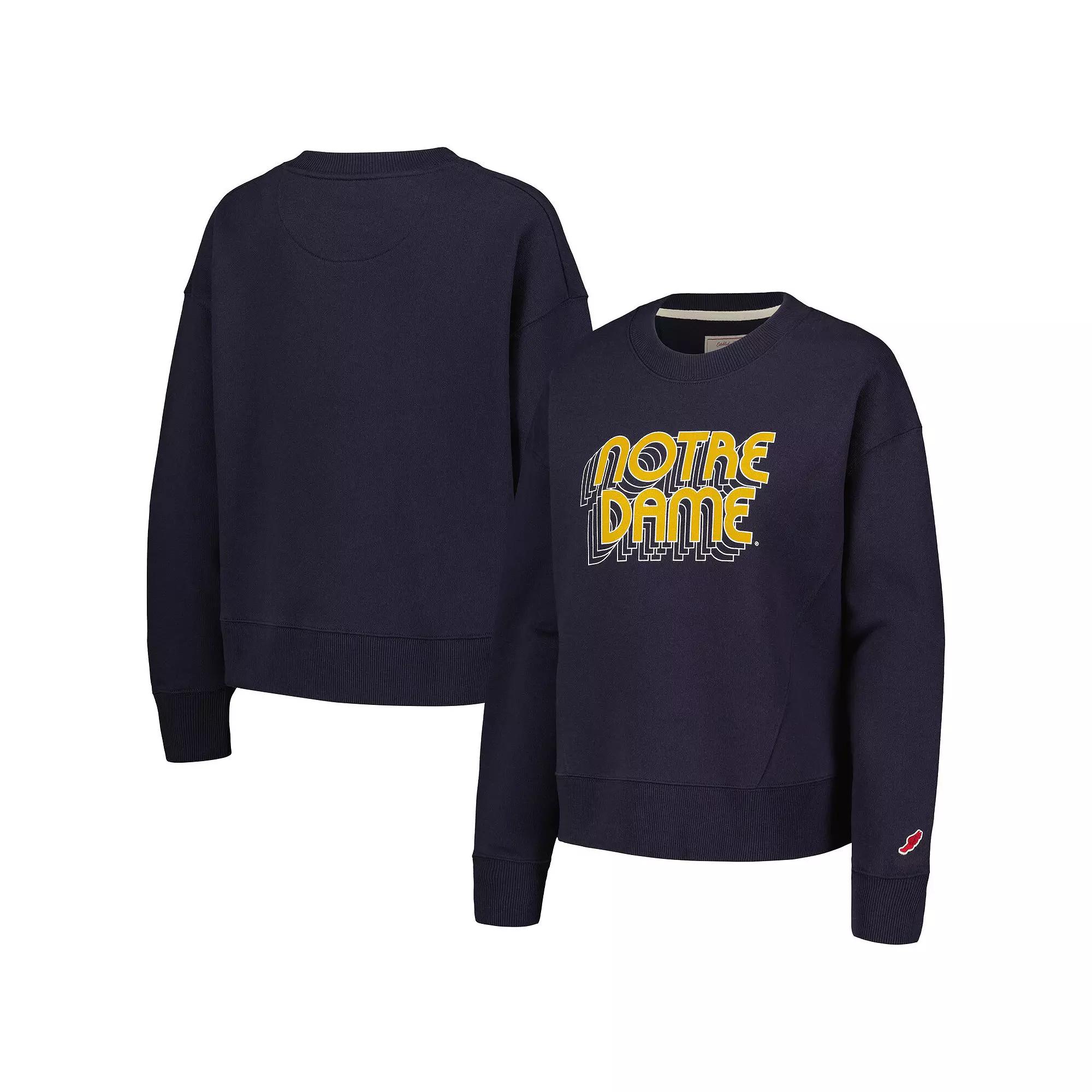 Women's League Collegiate Wear Navy Notre Dame Fighting Irish Boxy Pullover Sweatshirt,  Product Image