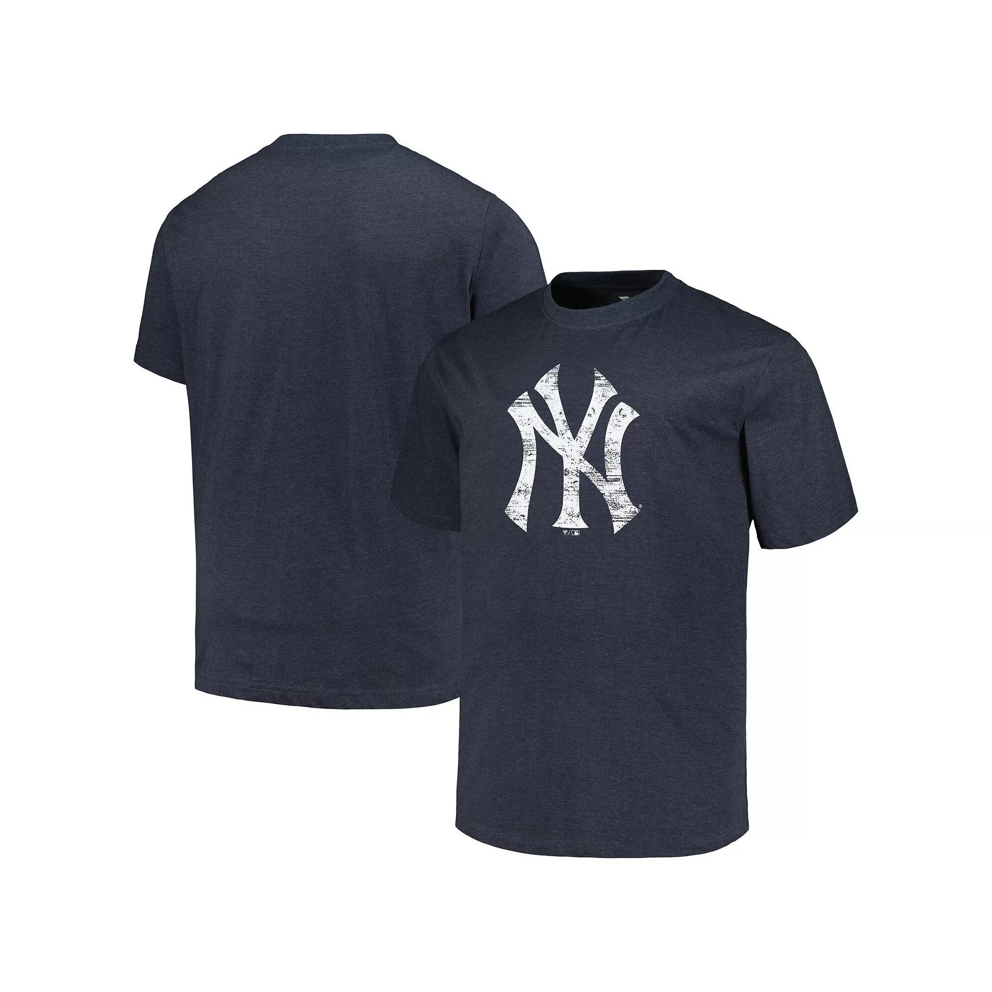Men's Profile Heather Navy New York Yankees Big & Tall Weathered Logo T-Shirt, Size: 6XB, Blue Product Image