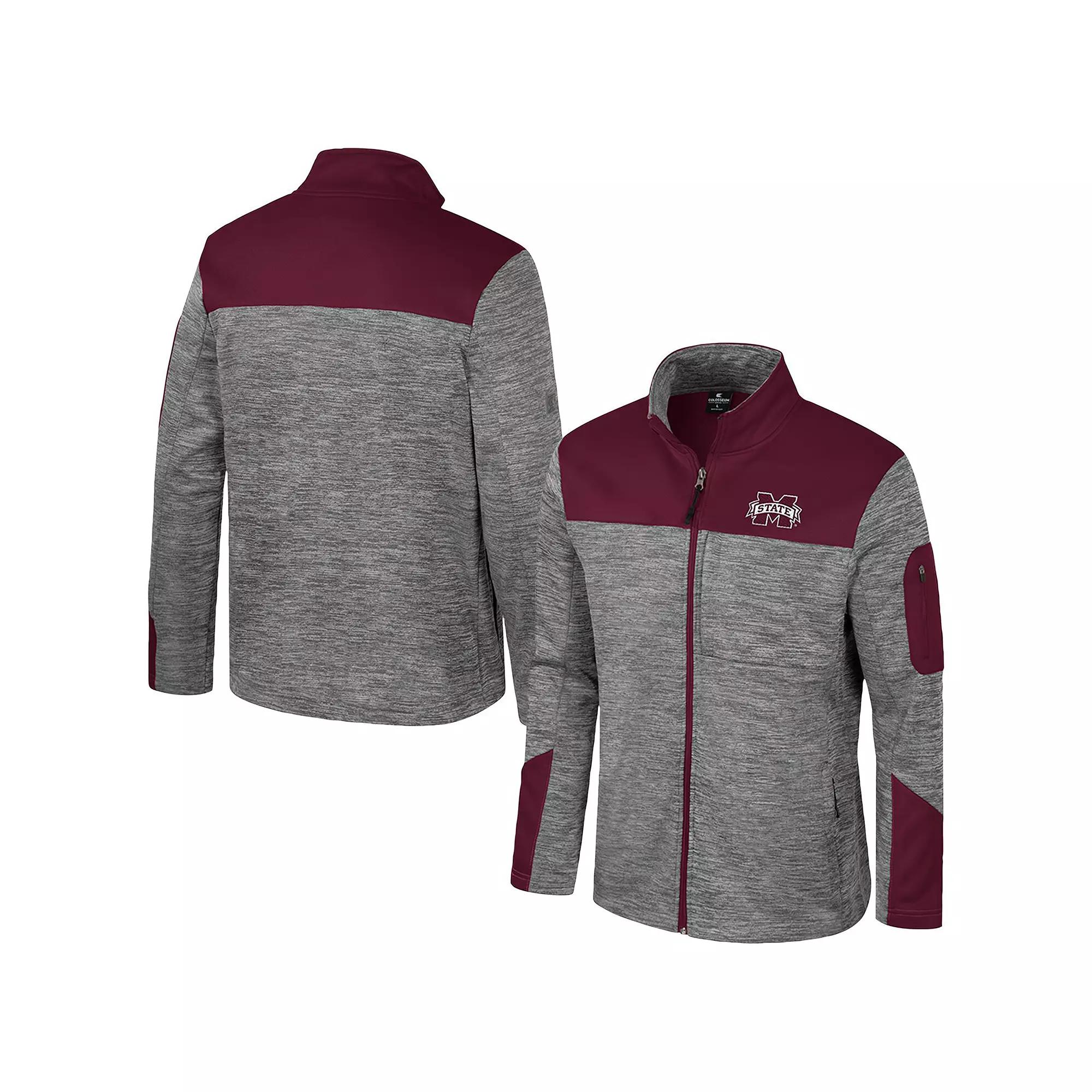 Men's Colosseum  Gray/Maroon Mississippi State Bulldogs Guard Full-Zip Jacket, Size: Large, Mst Grey Product Image