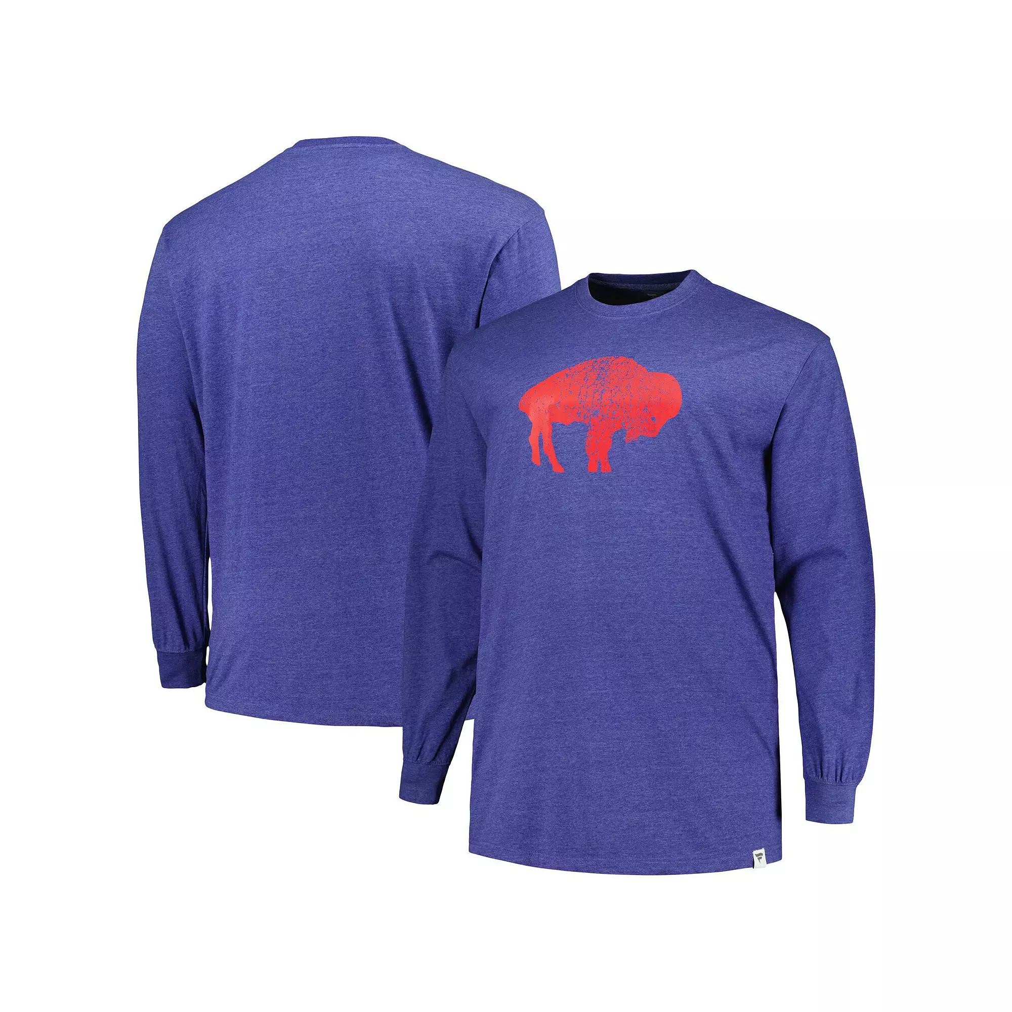 Men's  Heather Royal Buffalo Bills Big & Tall Throwback Long Sleeve T-Shirt, Size: 3XB, Blue Product Image