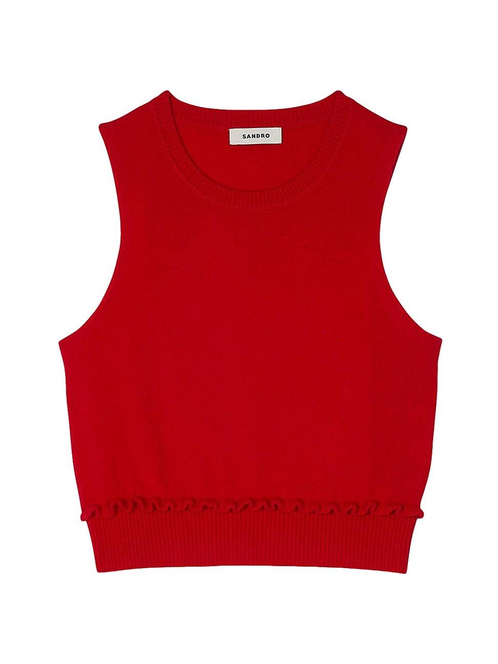 Womens Ruffled Cropped Jumper Product Image