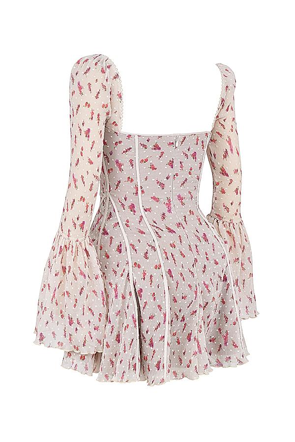Analissa  vintage cream rose print corset mini dress Product Image