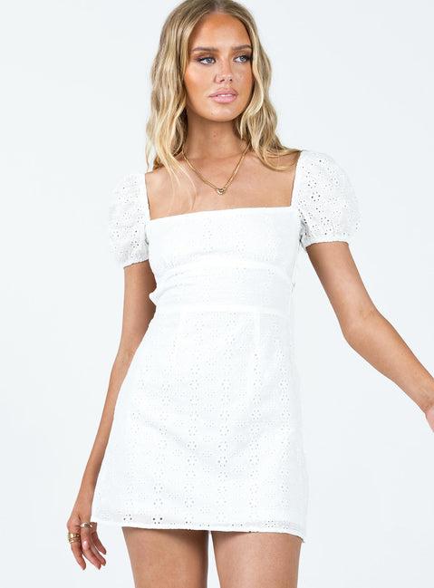 Havena Anglaise Mini Dress White Product Image