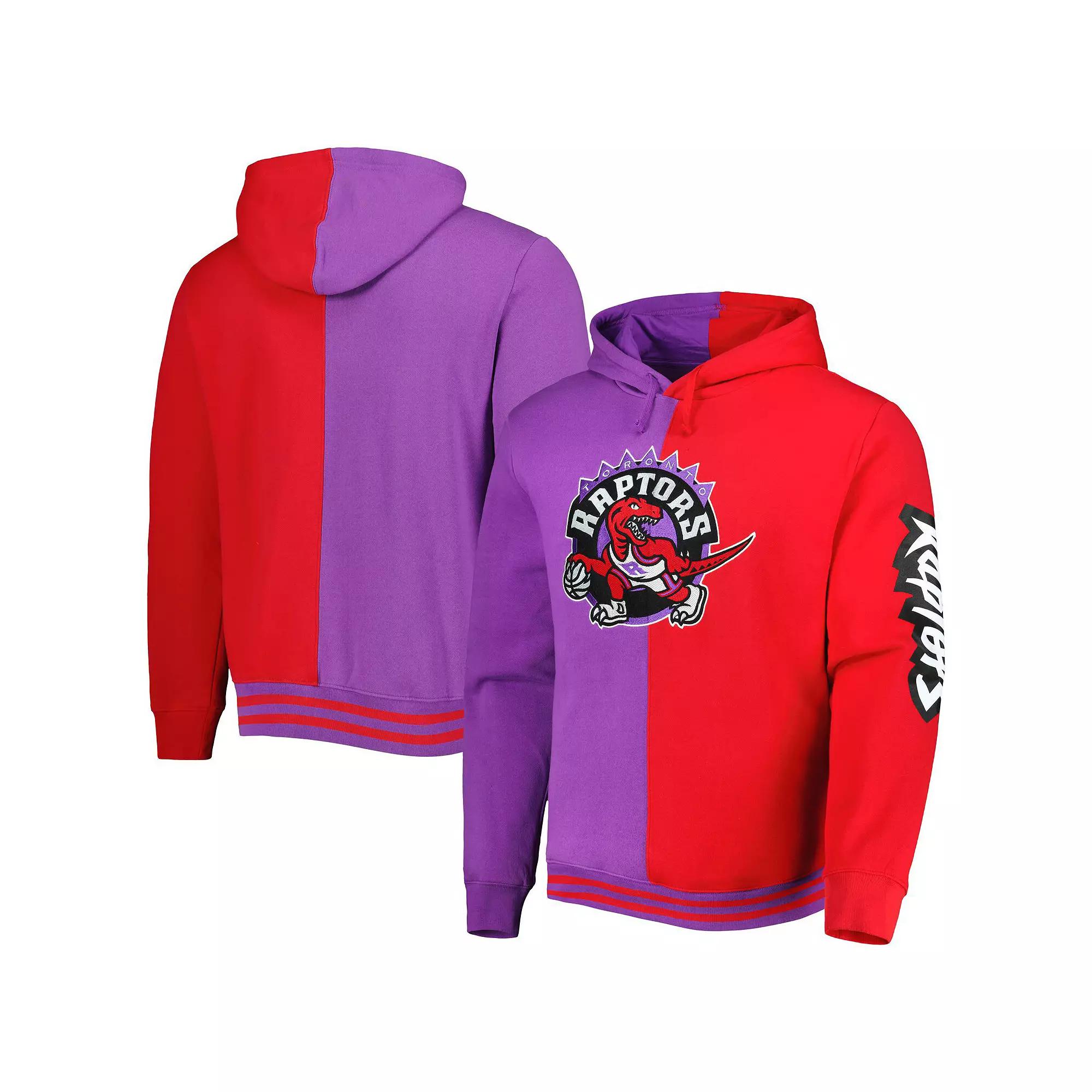 Men's Mitchell & Ness Purple/Red Toronto Raptors Hardwood Classics Split Pullover Hoodie, Size: 4XL, Rpt Purple Product Image