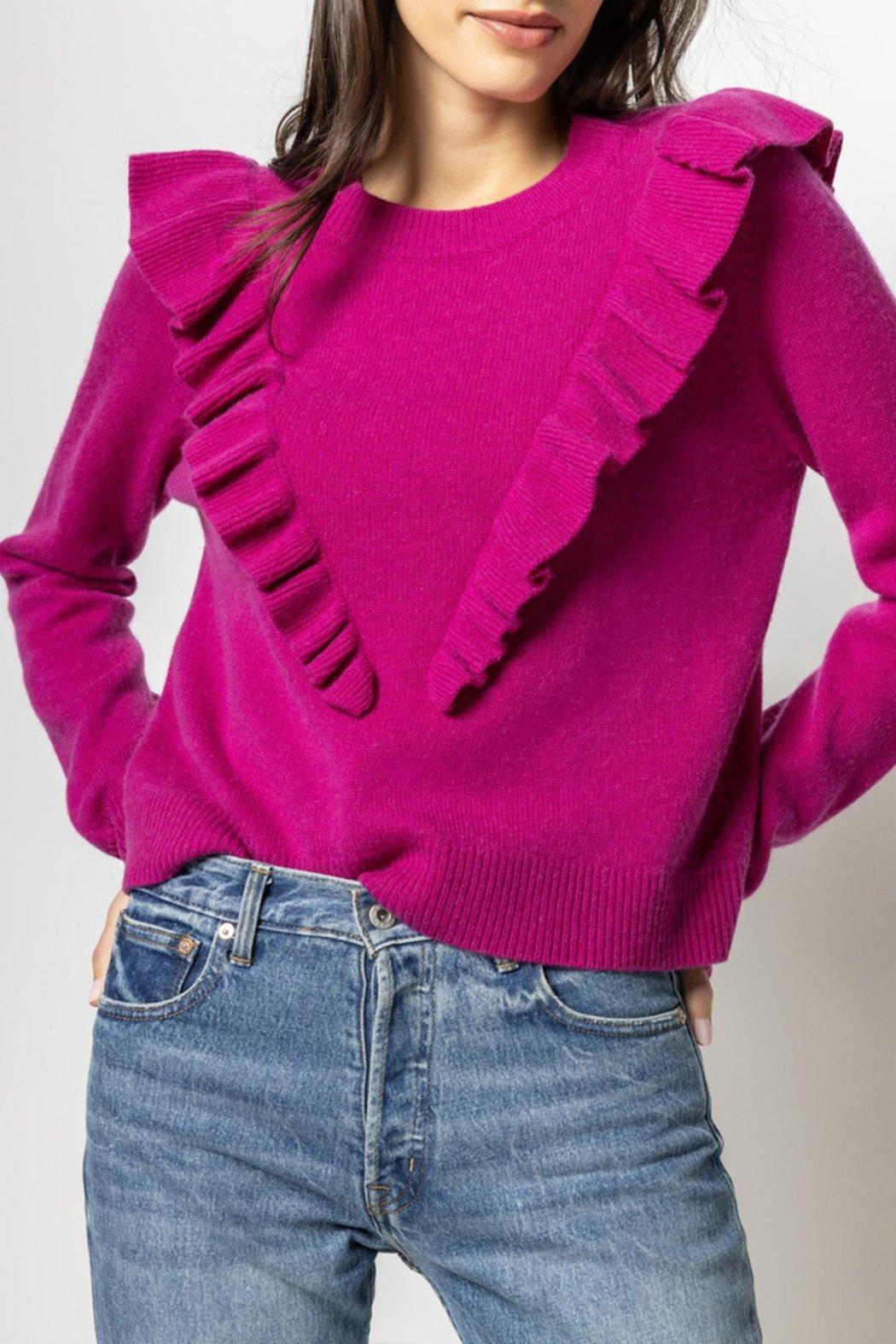 Ruffle Front Pullover Sweater Product Image