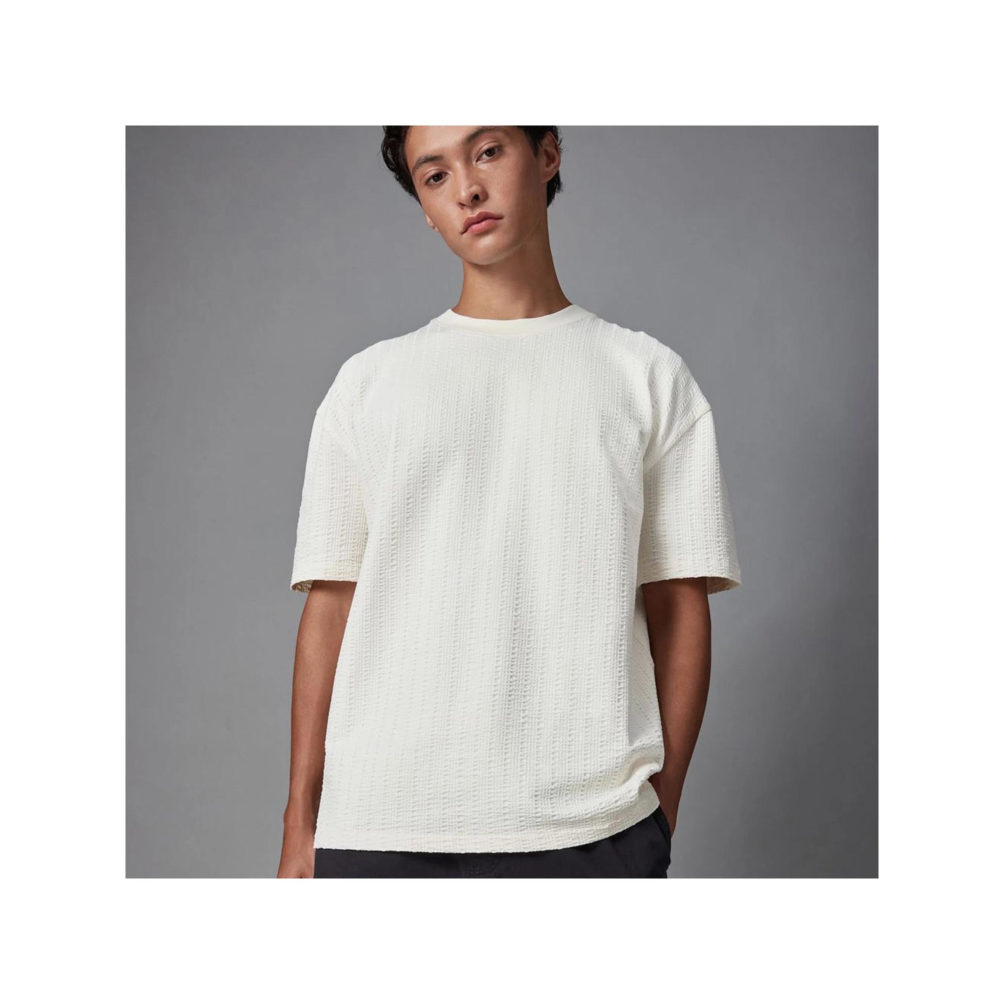 Men's NEXT Ecru Seersucker T-Shirt, Size: XL, White Product Image