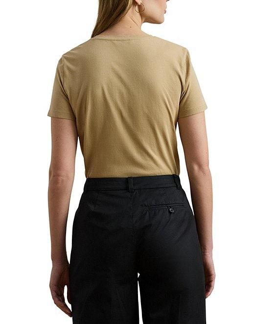 Lauren Ralph Lauren Knit Jersey Beaded Logo Crew Neck Short Sleeve Tee Product Image