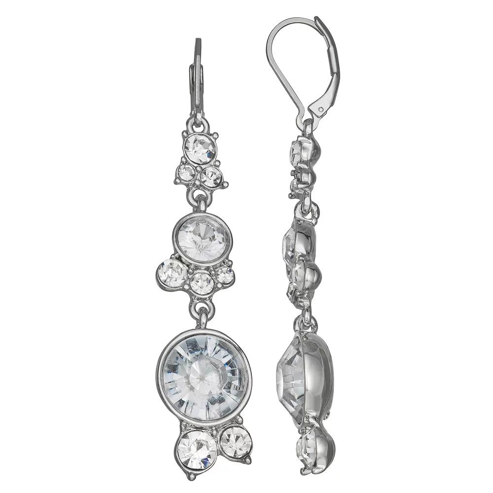Simply Vera Vera Wang Silver Tone Leverback Stone Linear Earrings, Womens, Clear Product Image