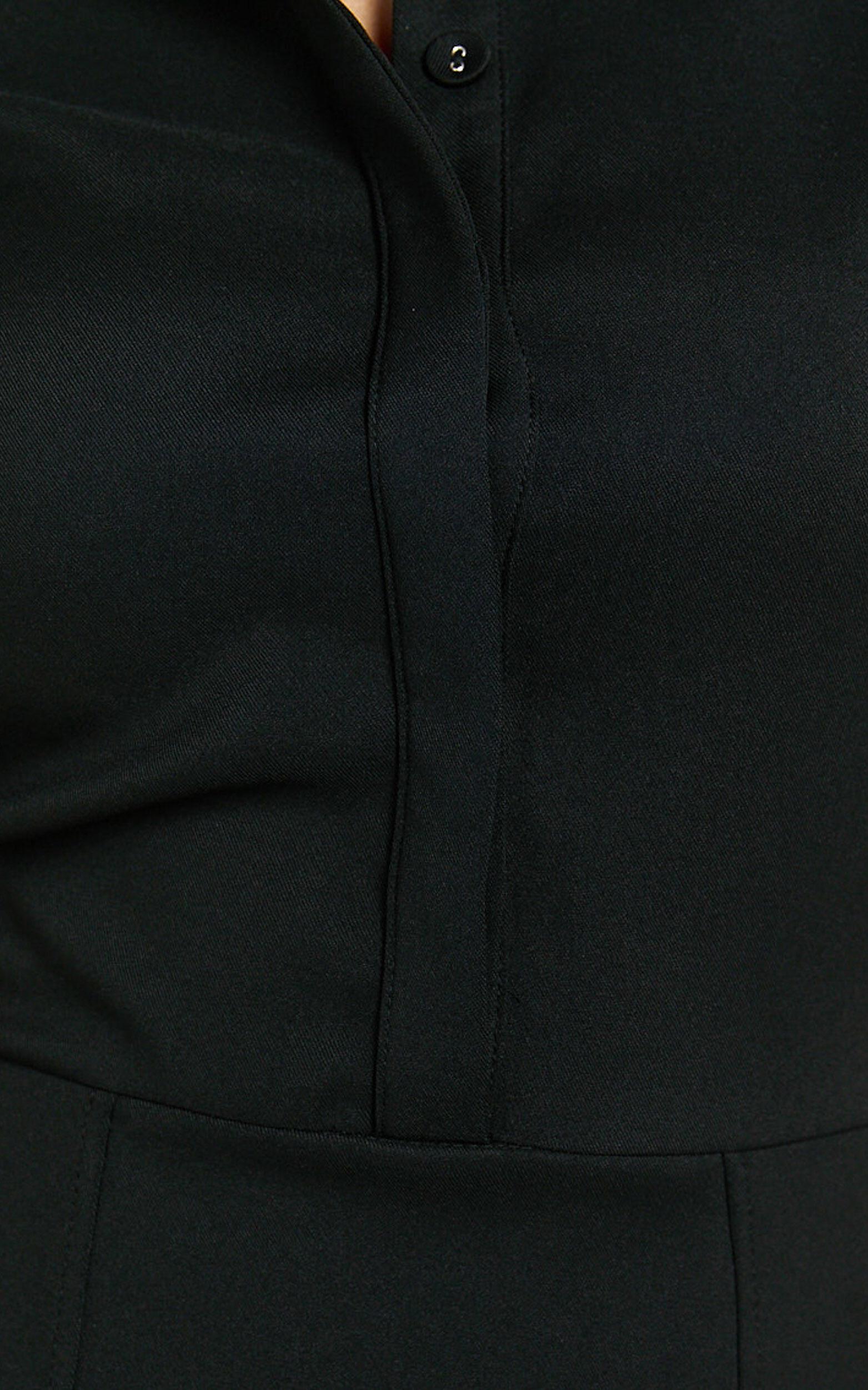 Noemie Mini Dress - Short Sleeve Faux Wrap Dress in Black Product Image