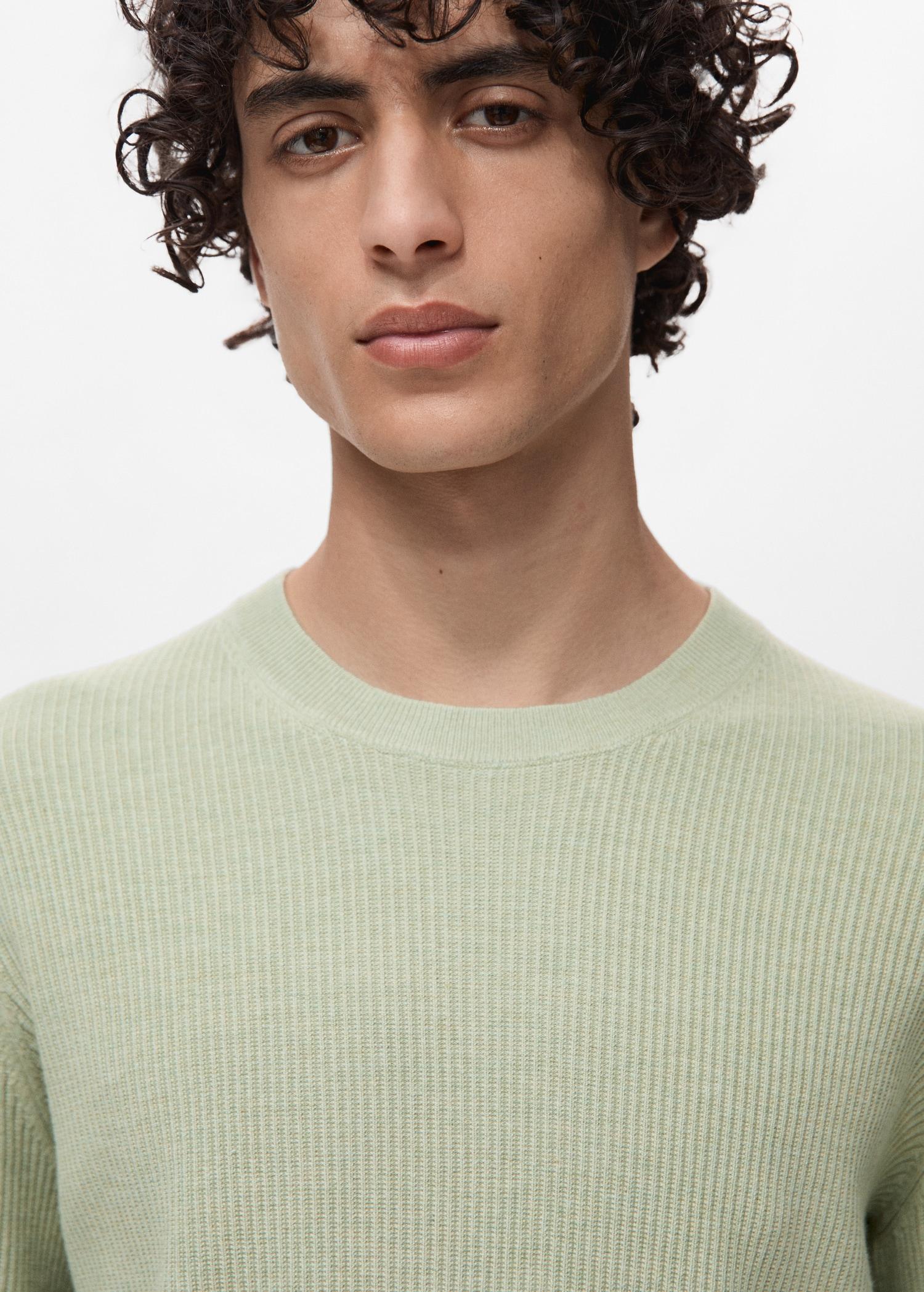 Fine rib-knit cotton sweater - Men | MANGO USA Product Image