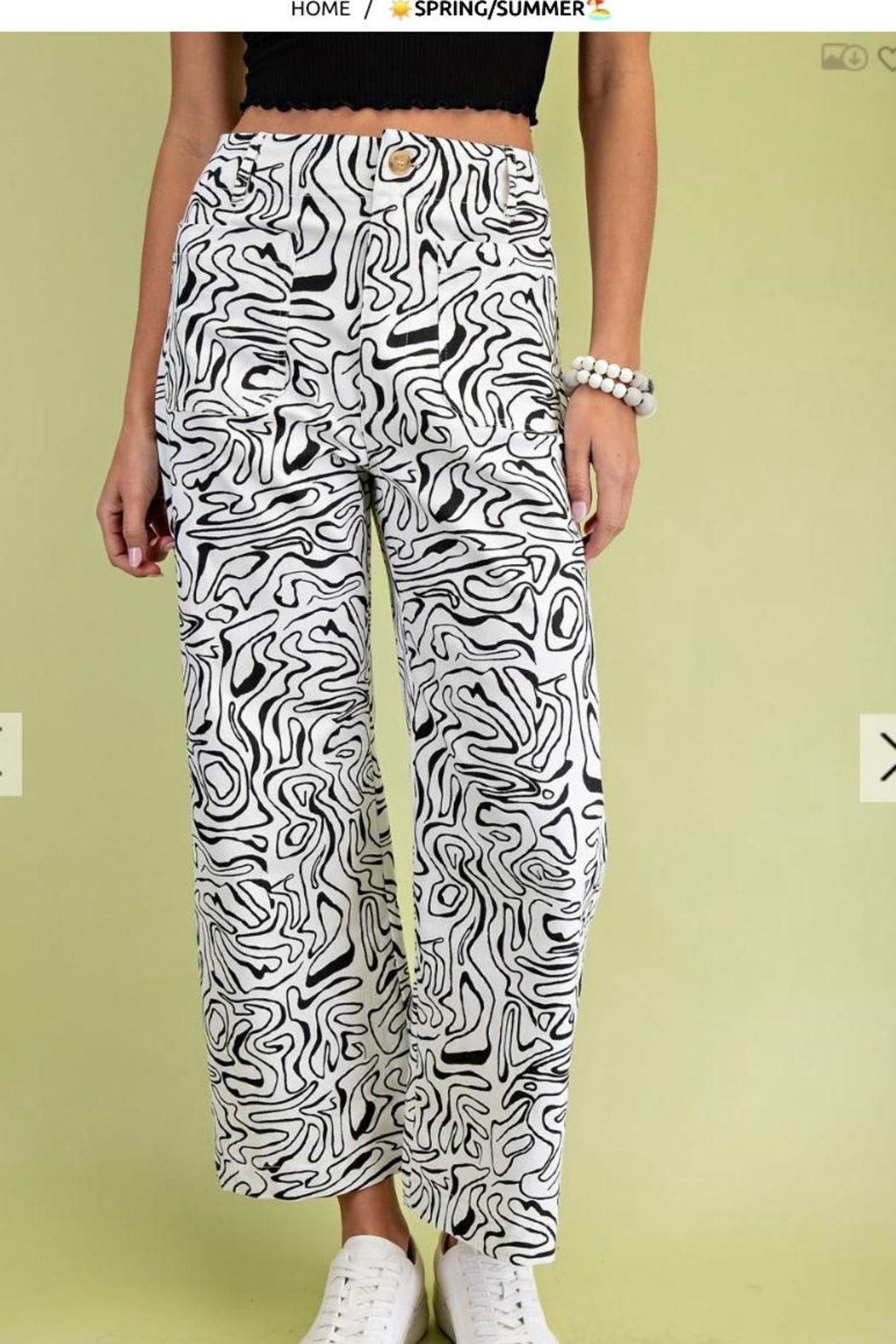 Pants, Retro Print Cropped Product Image