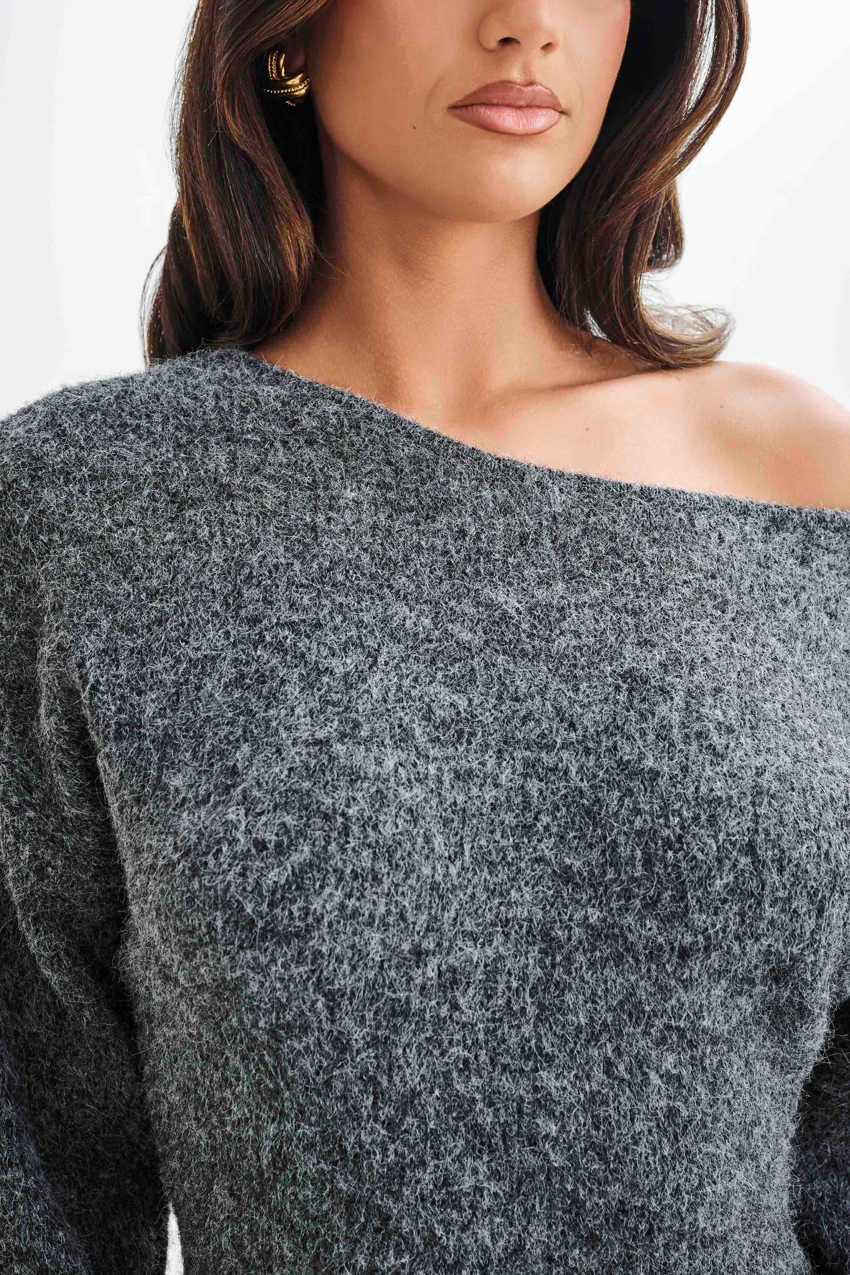 Rafferty Boat Neck Knit Mini Dress - Charcoal Marle Product Image