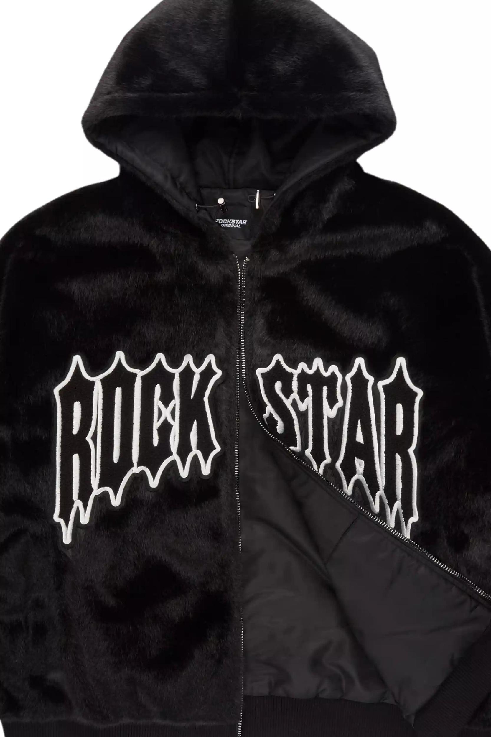 Jaleah Black Oversized Fur Jacket Female Product Image