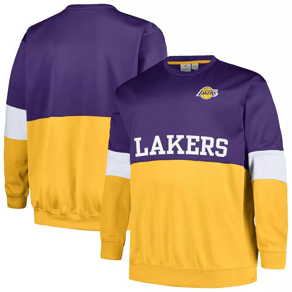 Men's Fanatics Branded Purple/Gold Los Angeles Lakers Big & Tall Split Pullover Sweatshirt,  Product Image