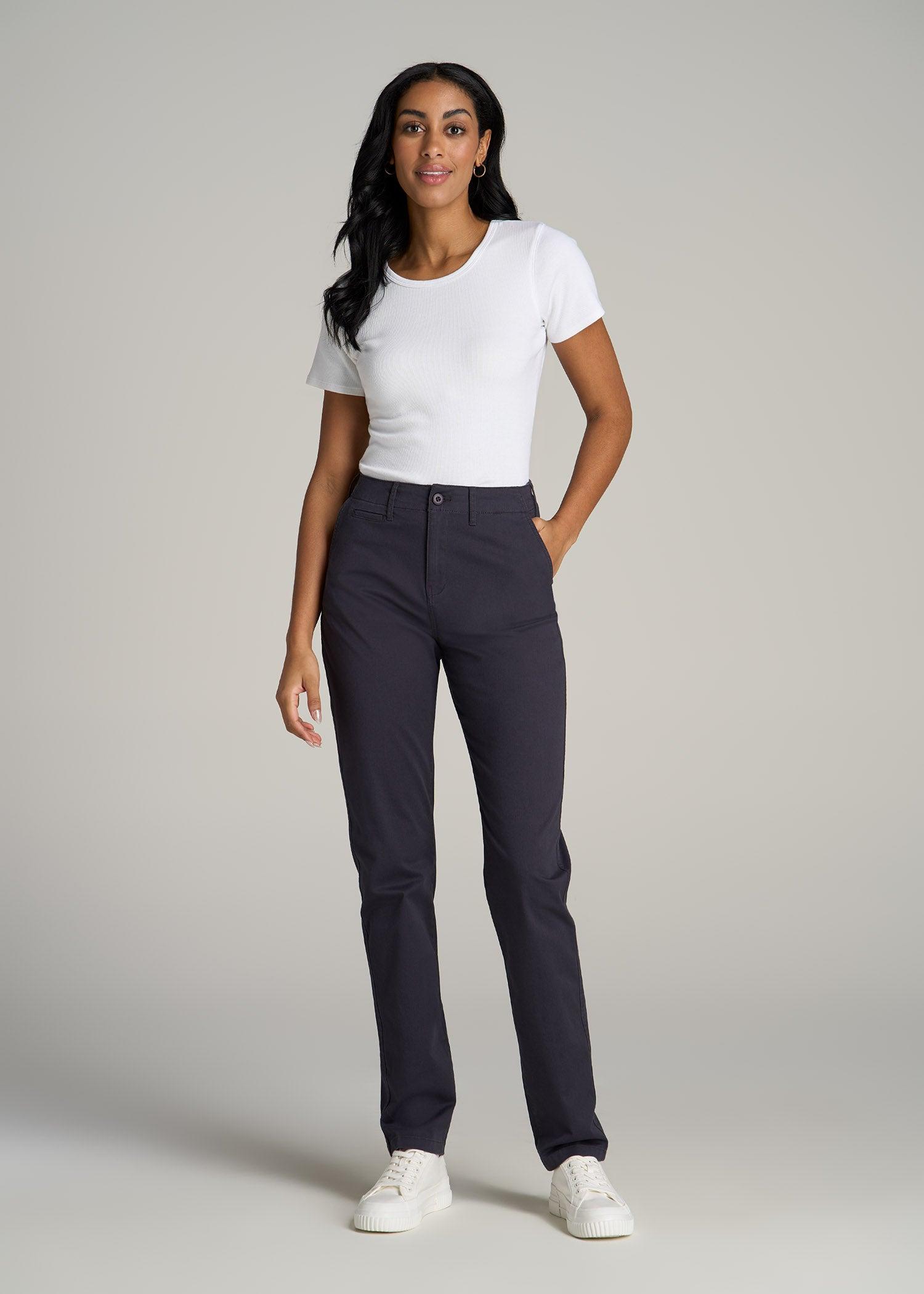 High Rise Tapered Chino Pants for Tall Women in Washed Black Female Product Image