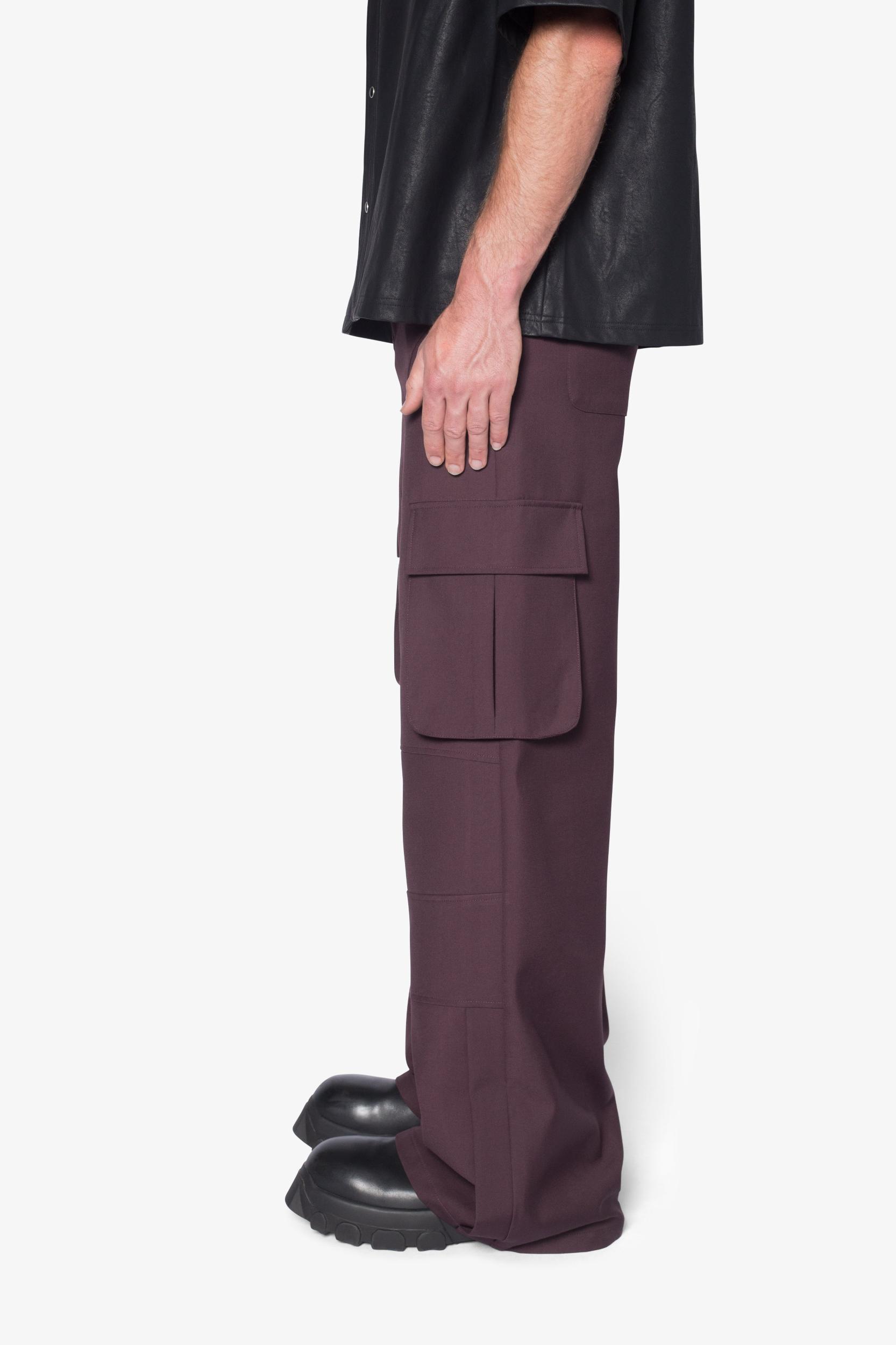 Baggy Cargo Trouser Pants - Burgundy Product Image