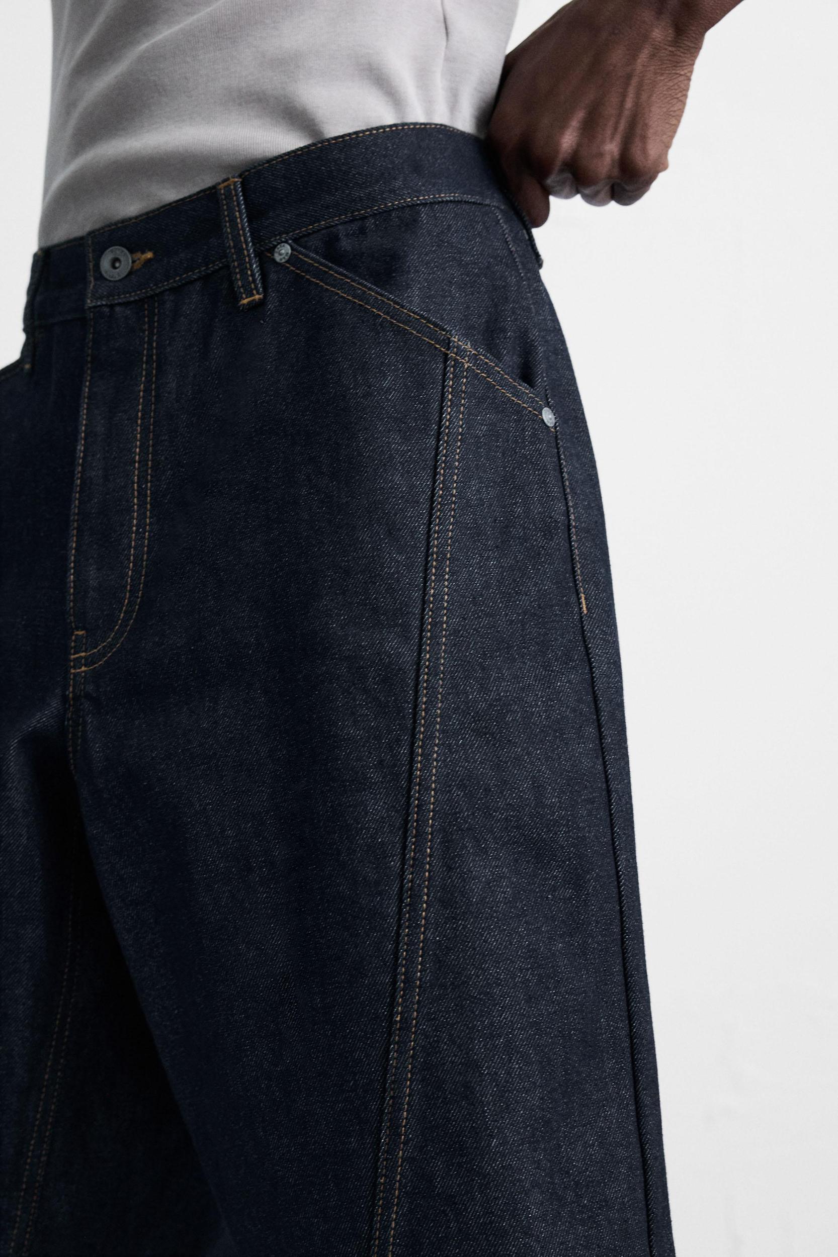 STITCHED BAGGY FIT DENIM SHORTS Product Image