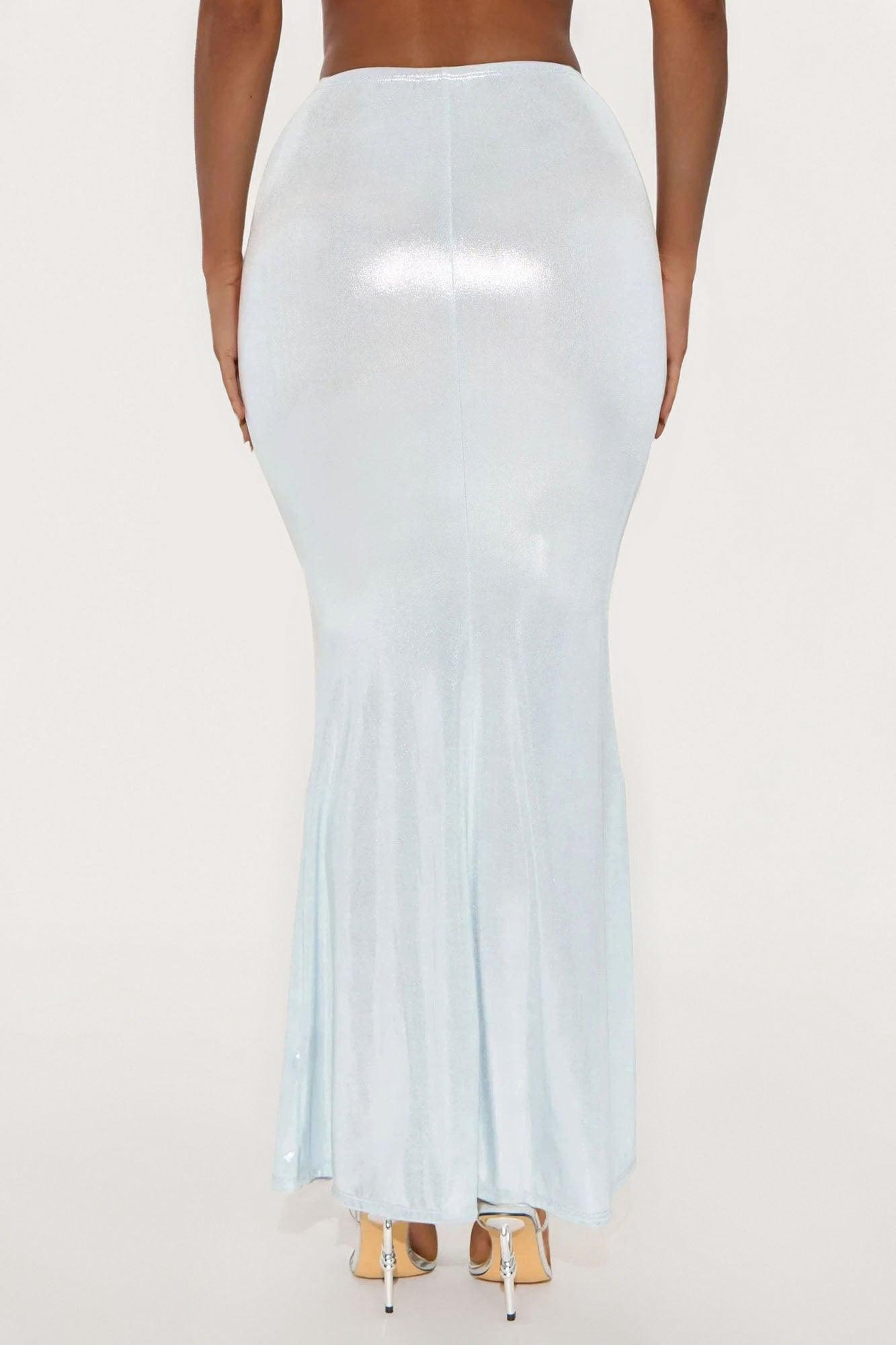 Mia Metallic Mermaid Maxi Skirt - Blue Female Product Image