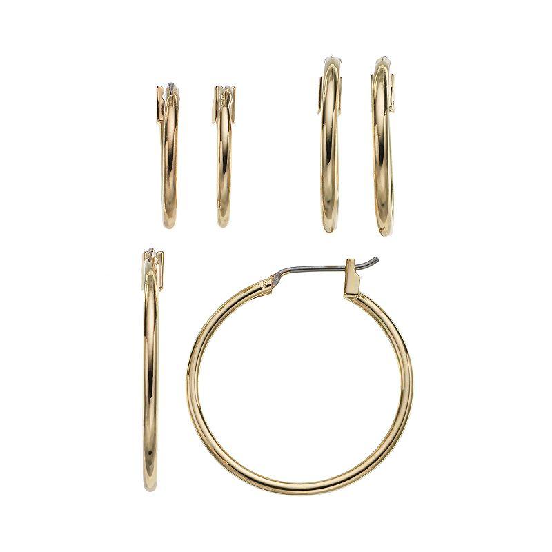 Napier Hoop Earring Set, Womens, Gold Tone Product Image
