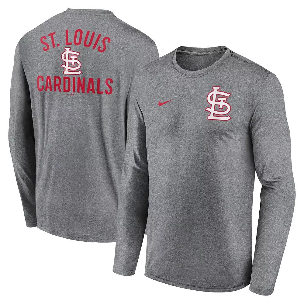 Men's Nike Heather Charcoal St. Louis Cardinals 2-Hit Legend Performance Long Sleeve T-Shirt,  Product Image