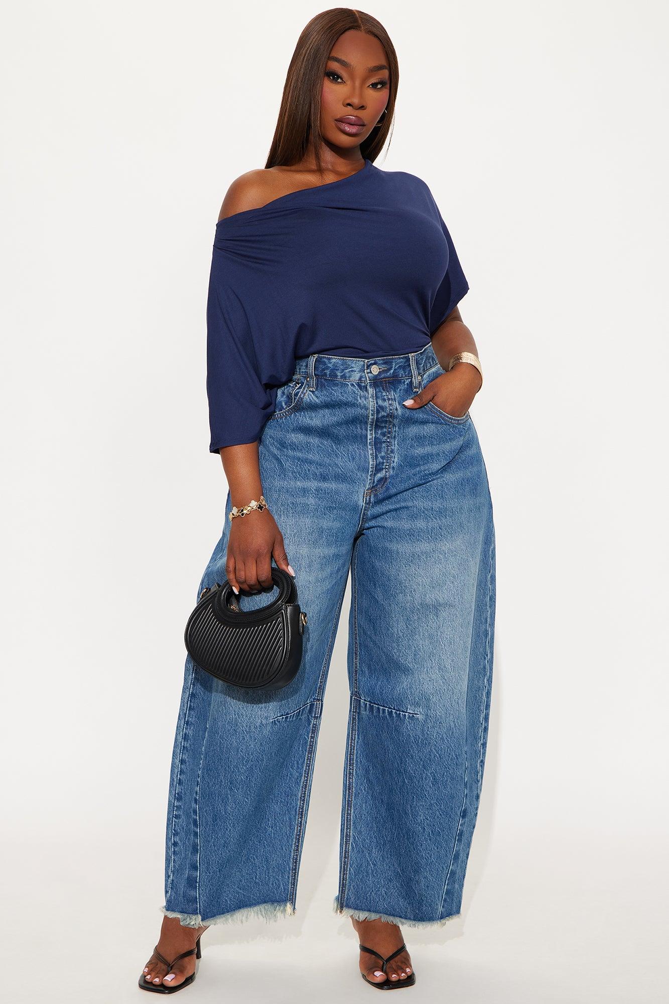 Flatter Me Off Shoulder Bodysuit - Navy Female Product Image