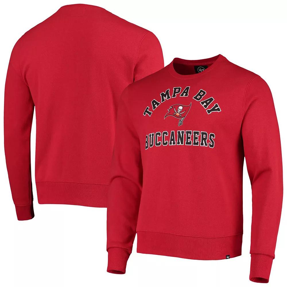 Men's '47 Red Tampa Bay Buccaneers Varsity Arch Headline Fleece Pullover Sweatshirt, Size: Large Product Image